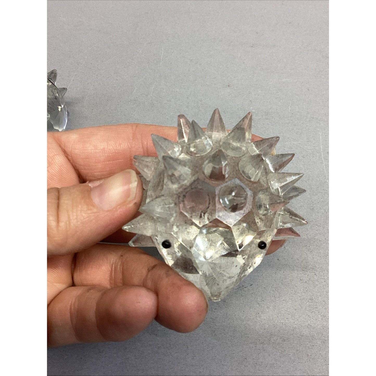 Set Of 4 Glass Porcupine Family Figurines - 2 Are Damaged