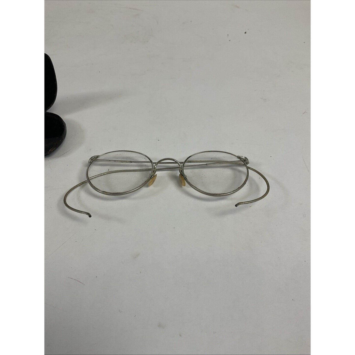 Antique Lloyd Eyeglasses Glasses Frames Round Spectacles With Hard Case