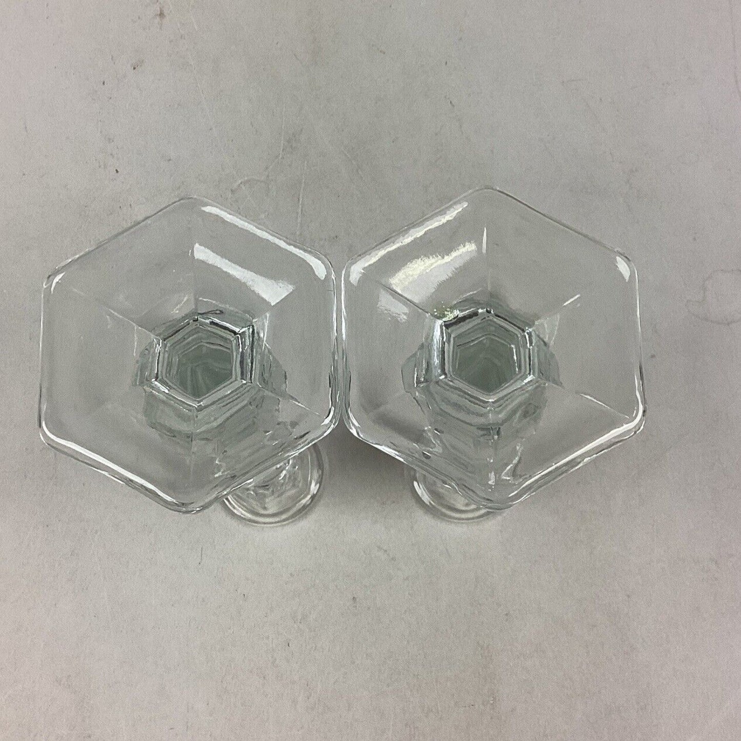 Set Of 2 Glass Candlestick Holders - 7.5”H
