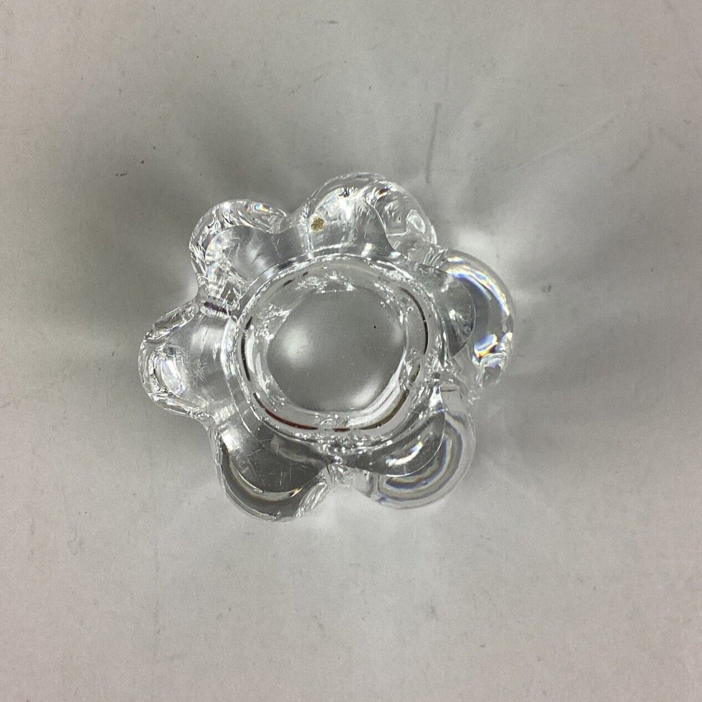 Vintage Orrefors Small Crystal Candle Holder - 3” - Made In Sweden