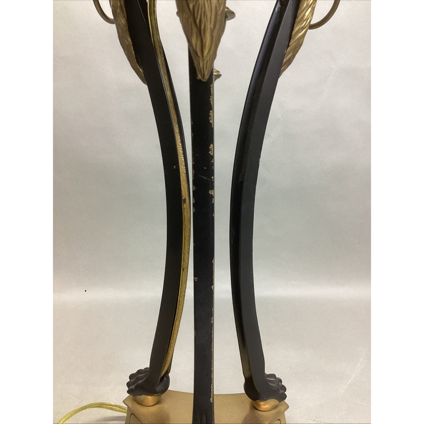 Vintage Neoclassical Brass Lions Heads And Claws Heavy Lamp - No Lampshade