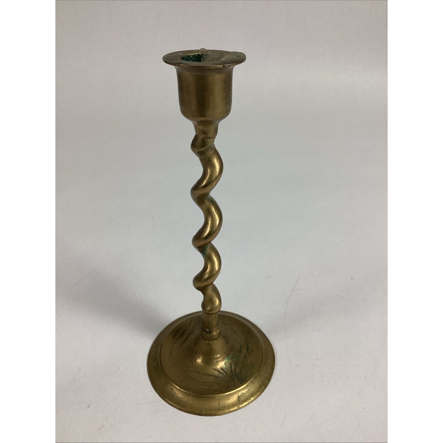 Set Of 2 Brass Spiral Twist Taper Candle Holders - 7”H