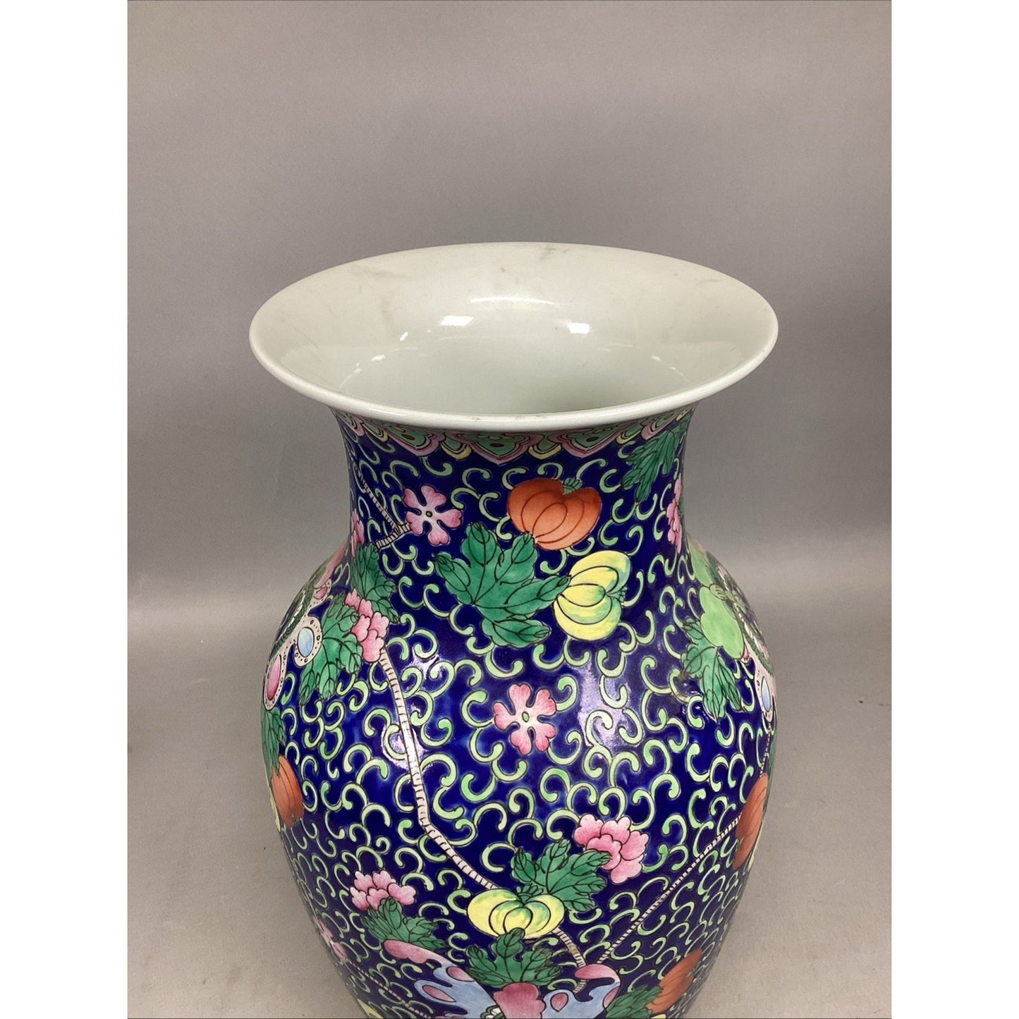 Vintage Japanese Floral And Butterflies Vase - 14.5”H