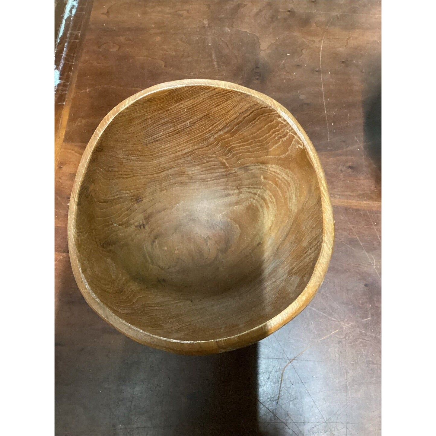 Set Of 2 Vintage Wooden Serving Salad Bowls - Medium & Large
