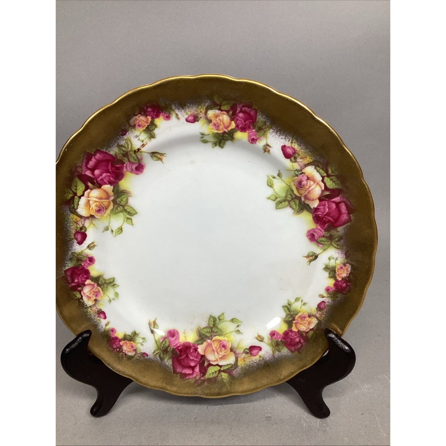 Royal Chelsea ‘Golden Rose’ Plate - Bone China - 8”D - Made In England