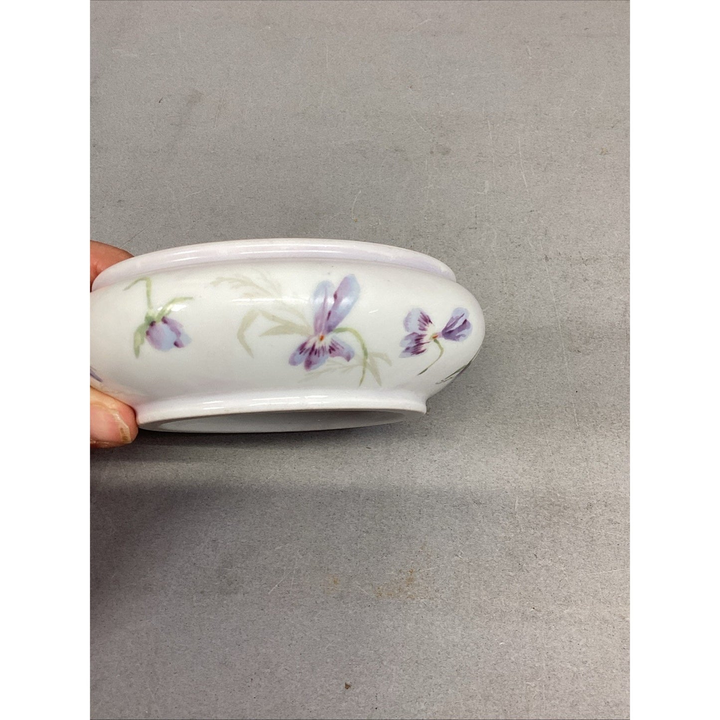 Limoges Elite Purple Flower Trinket Box - Made In France