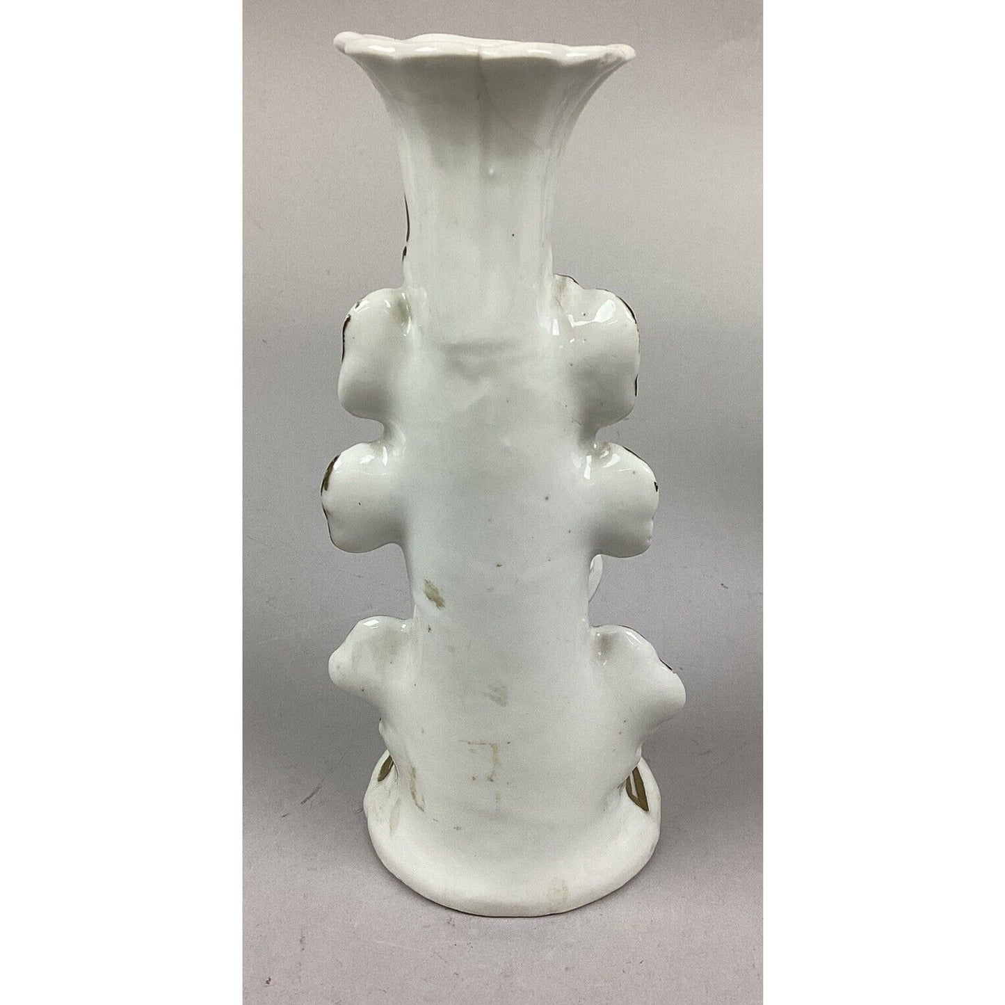 Antique Asian Chinese Porcelain Hand Painted Gold Gilt Figural Candlesticks 7.5”