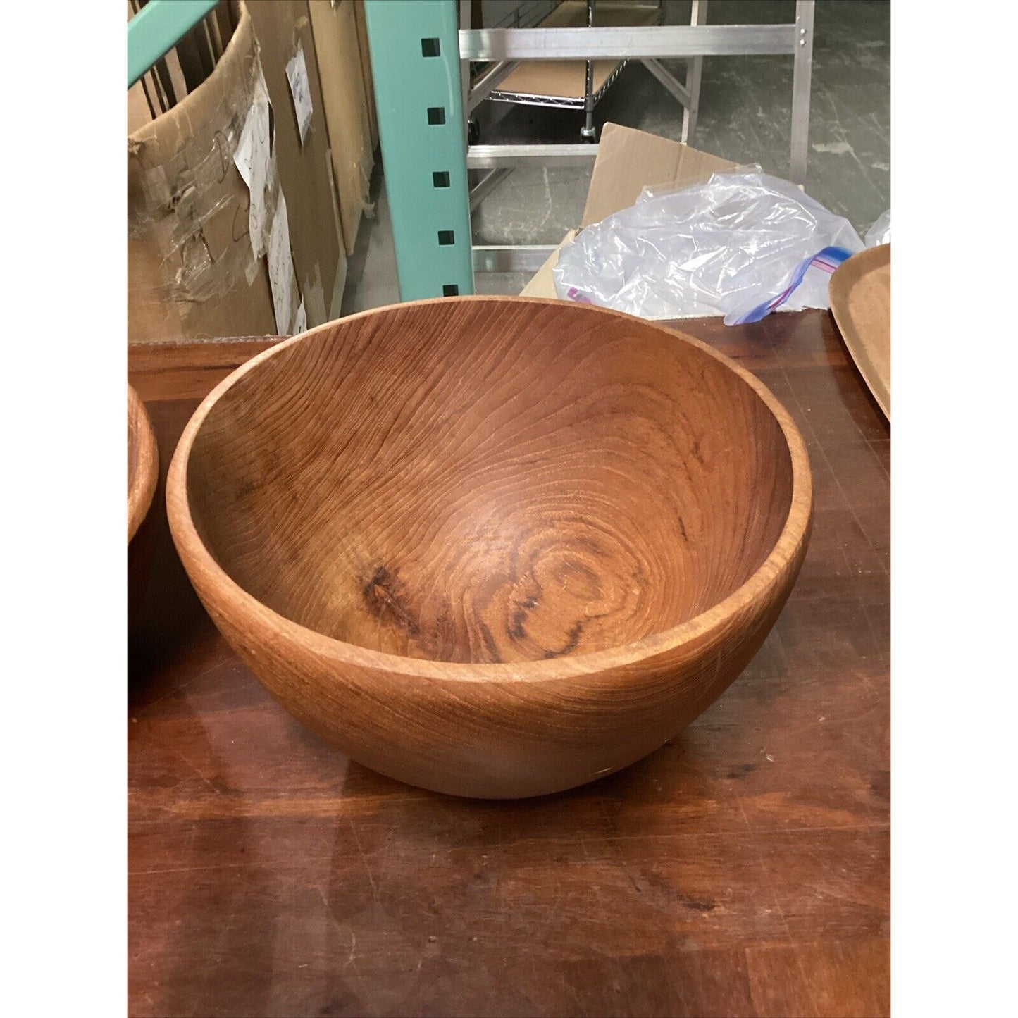 Set Of 2 Vintage Wooden Serving Salad Bowls - Medium & Large