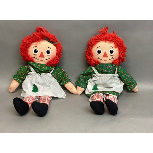 Lot Of 2 Vintage 1988 Playskool 18”Raggedy Ann Candy Cane Christmas Edition Doll