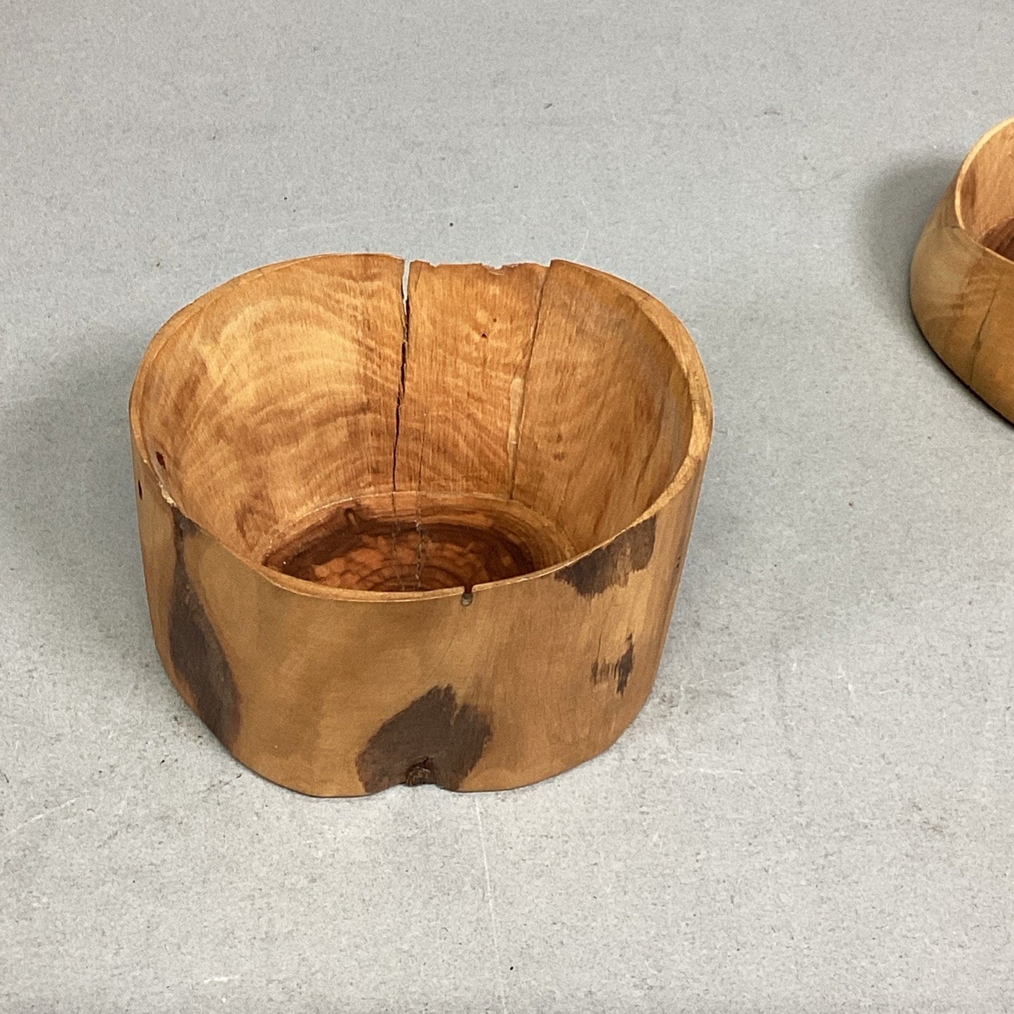 Set Of 2 Hand Carved Wooden Trinket Dishes/Catchall