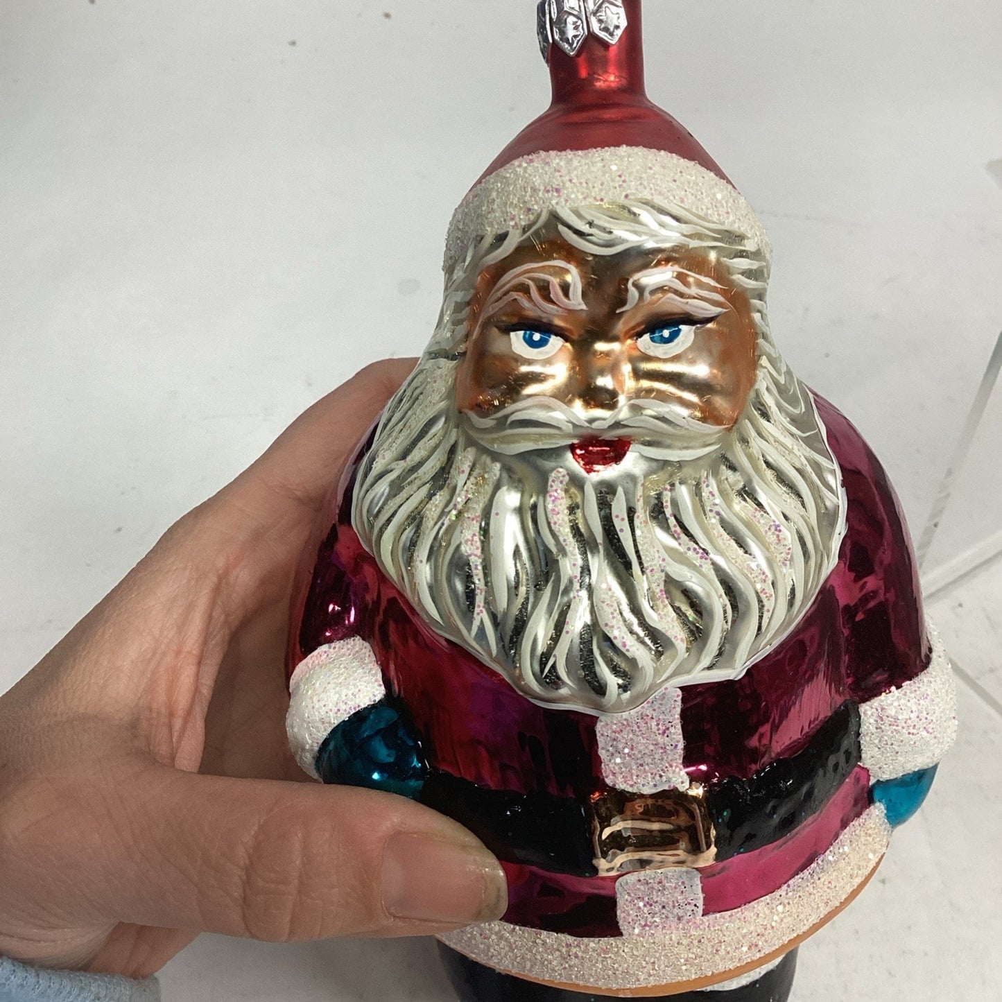 Vintage Christopher Radko “Round About Santa” Glass Ornament 6.5” 95-005-0
