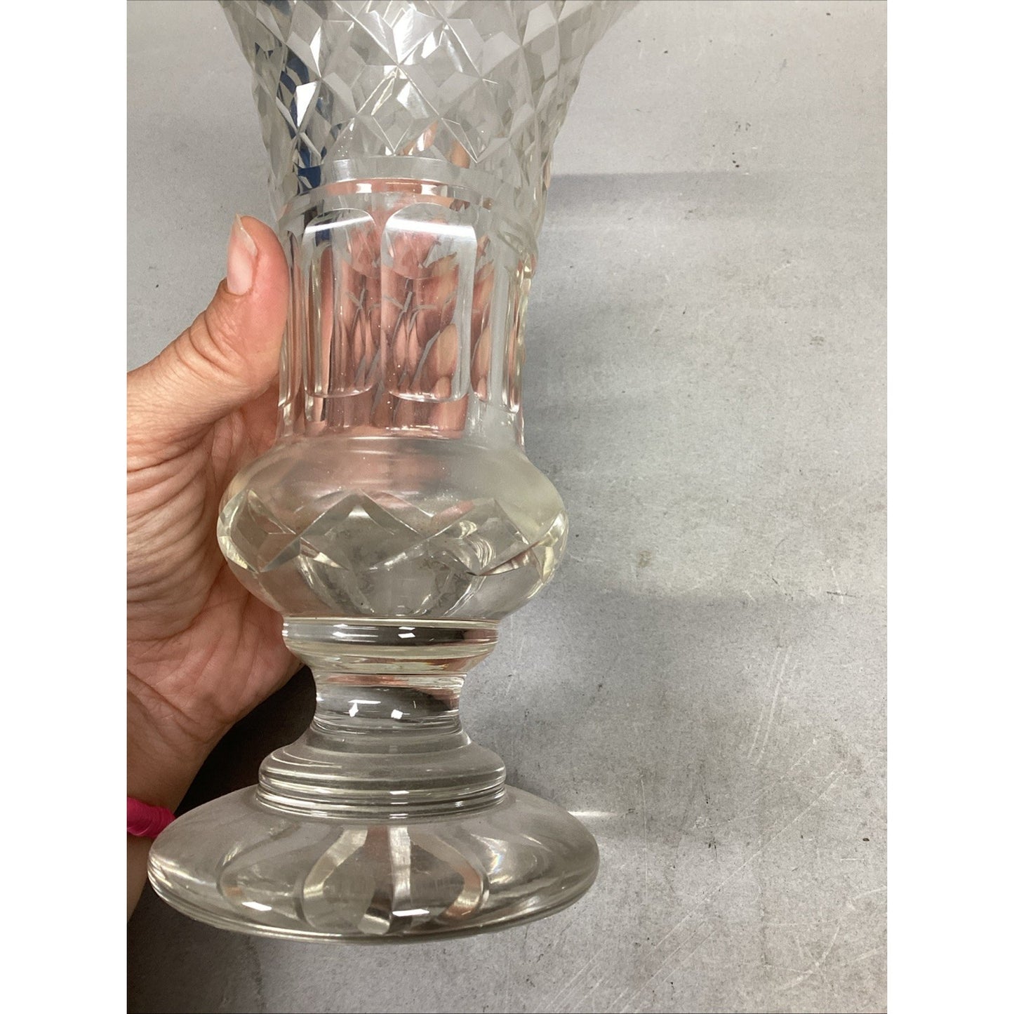 Vintage Unique Fluted Glass Vase - 8.25”H