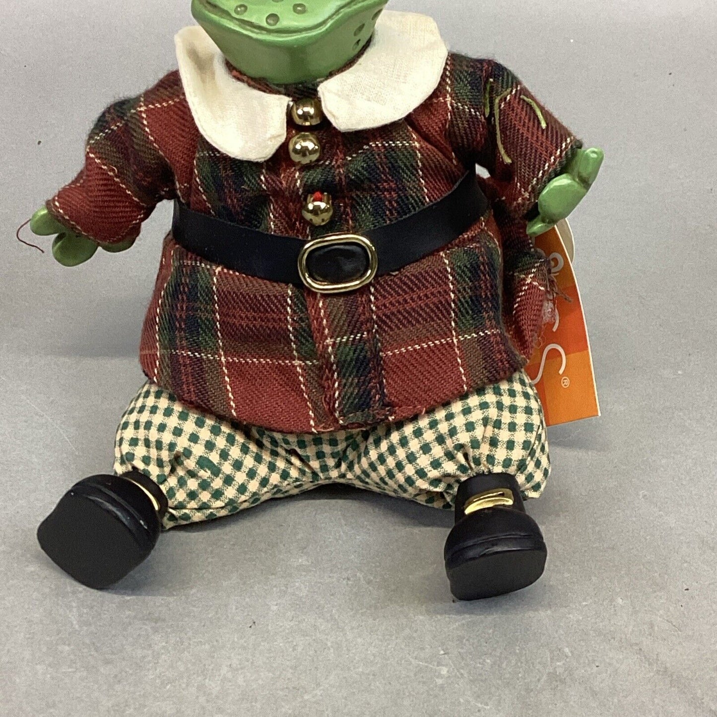 Vintage Russ Berrie #13013 Pilgrim Harvess T. Frog Toad Shelf Sitter - 6” Signed