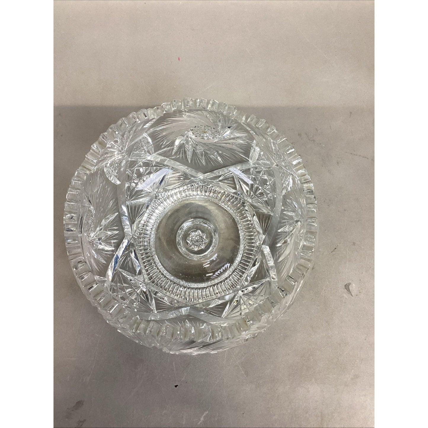 Vintage Large Heavy Cut Glass Bowl - 6”Hx9”D