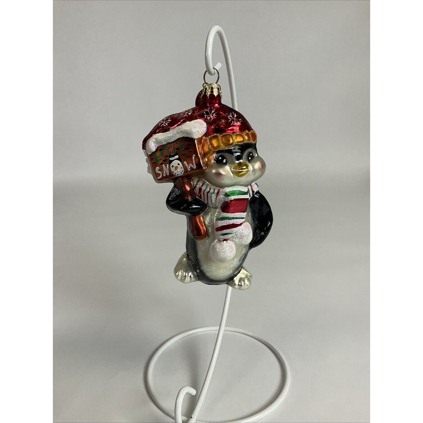 Christopher Radko Let It Snow Penguin Glass Christmas Ornament / Damaged