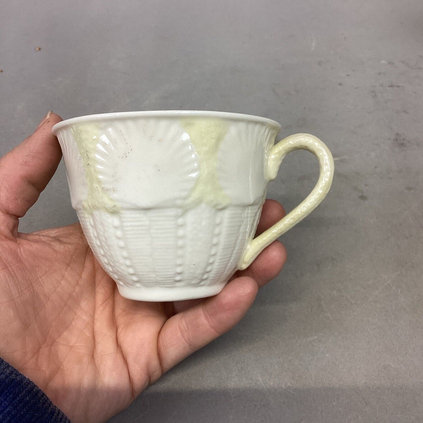 Belleek Yellow Ribbon Bud Vase, Cup/Saucer And Heart Candy Dish