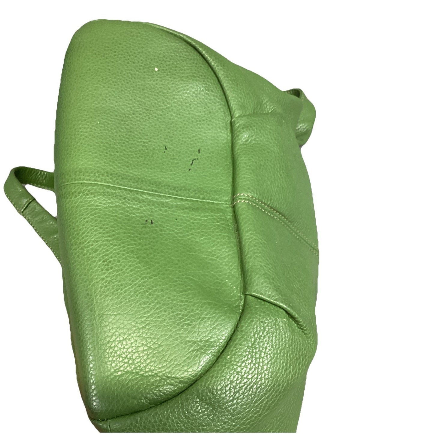 TIGNANELLO Double Handle Green Pebbled Leather Satchel Shoulder Bag Purse