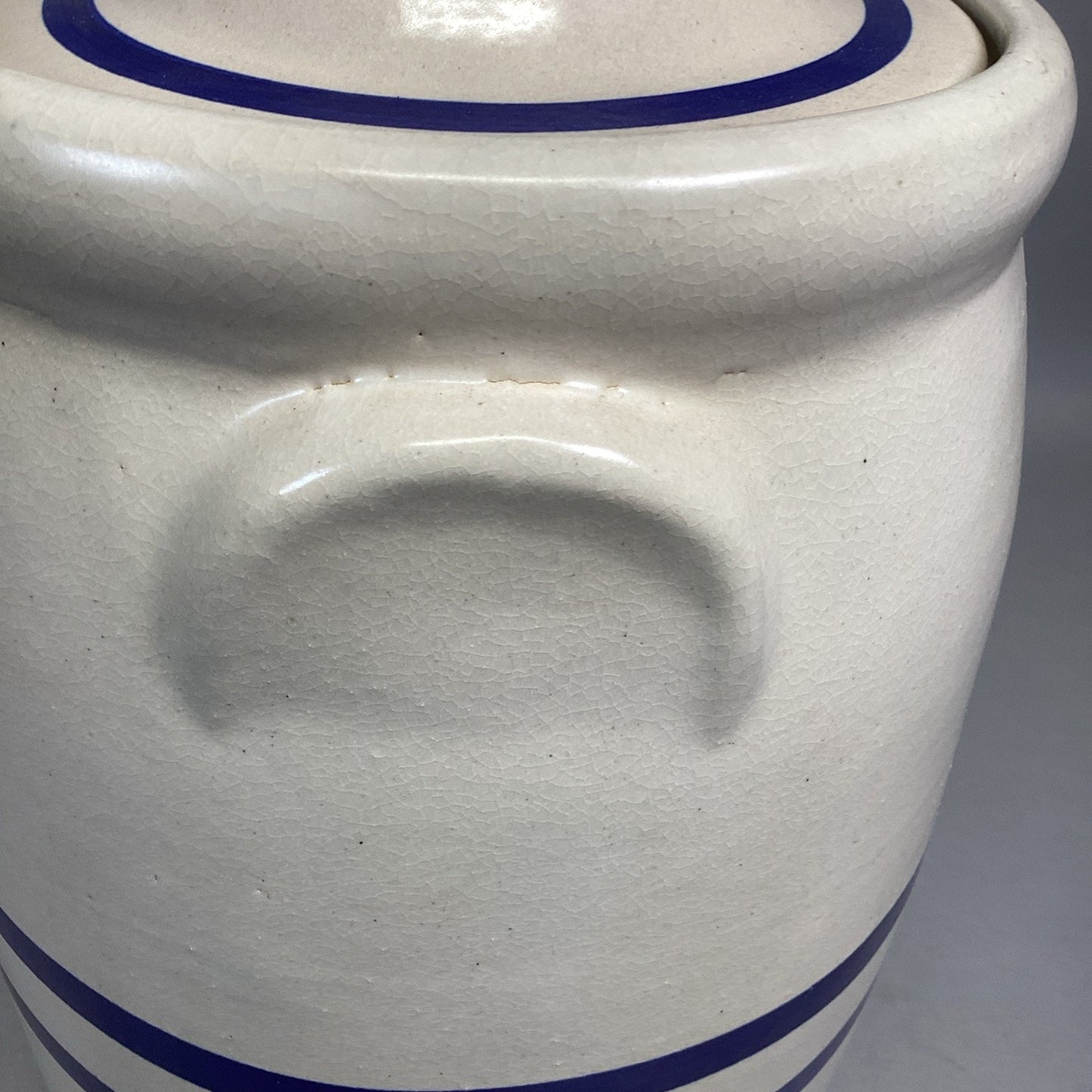 Robinson Ransbottom Butter Churn Crock 3 Gallon Blue Crown/Blue Striped - 14”H