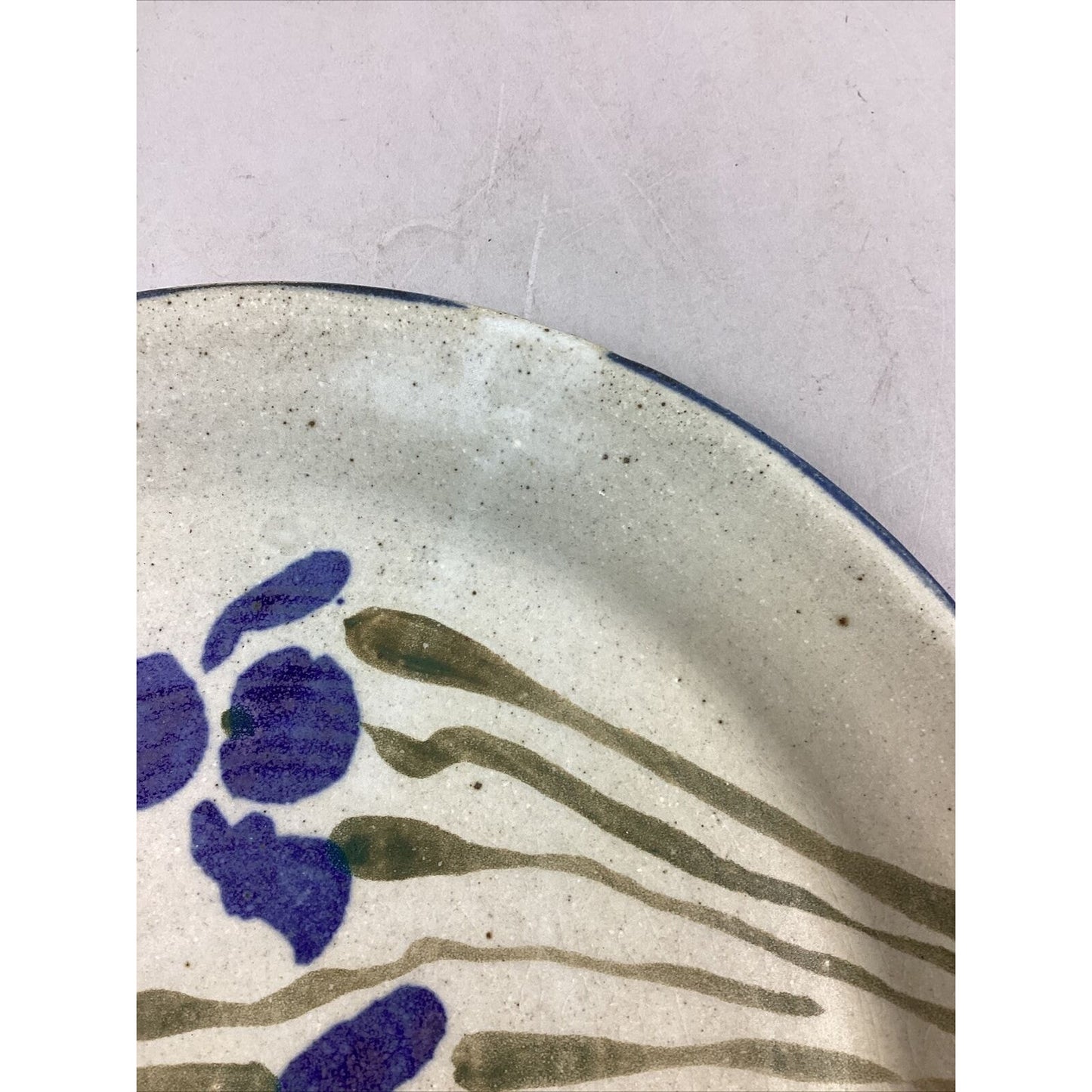 Set Of 3 Handmade Art Pottery Floral Bowl And 2 Plates