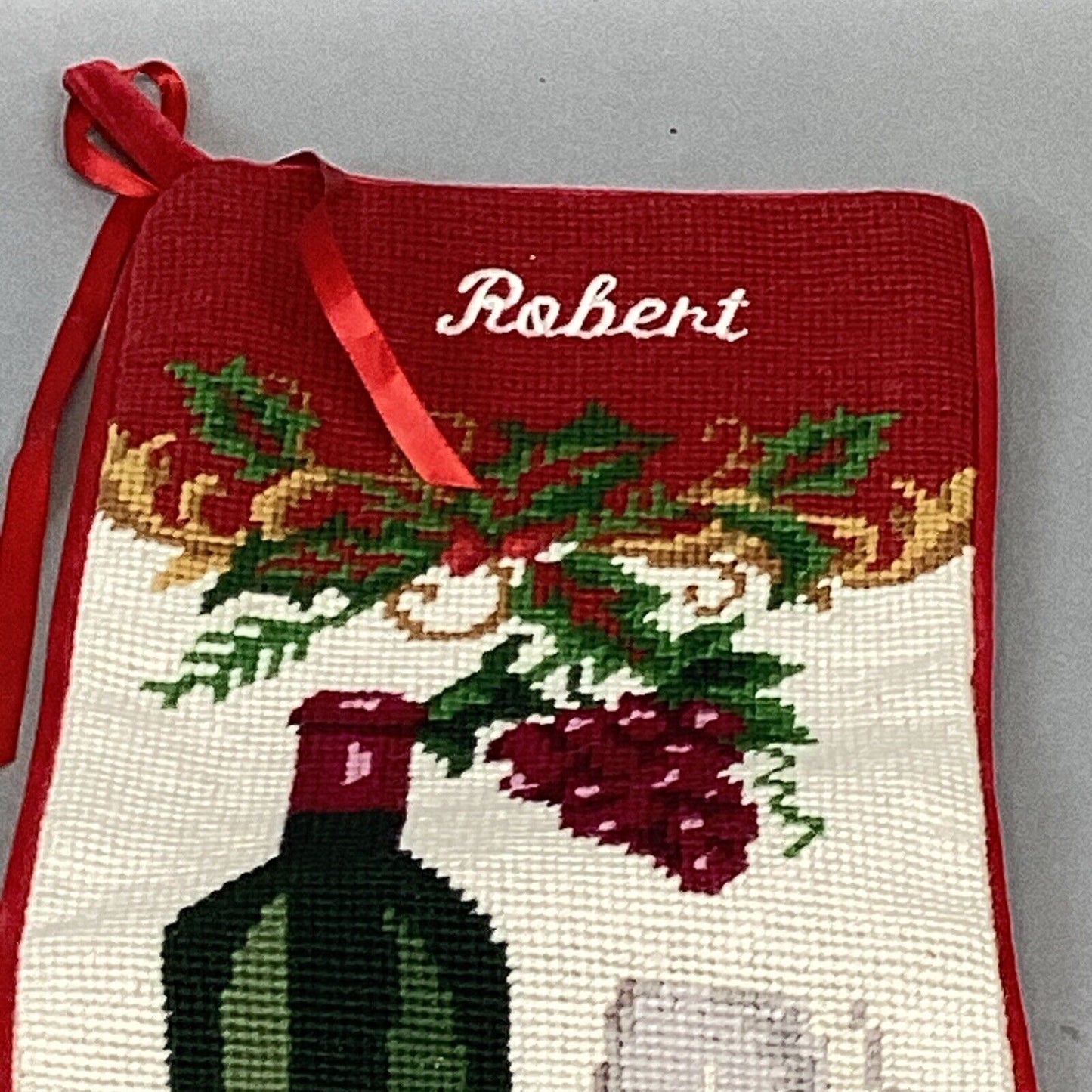 I’m Dreaming Of A Wine Christmas - Needlepoint Stocking - Robert - 17”