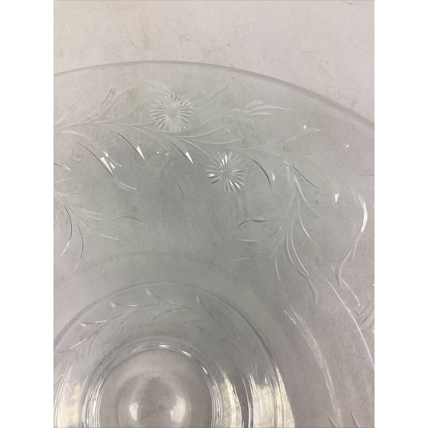 Large Vintage Glass Floral Salad Serving Bowl - 12”D
