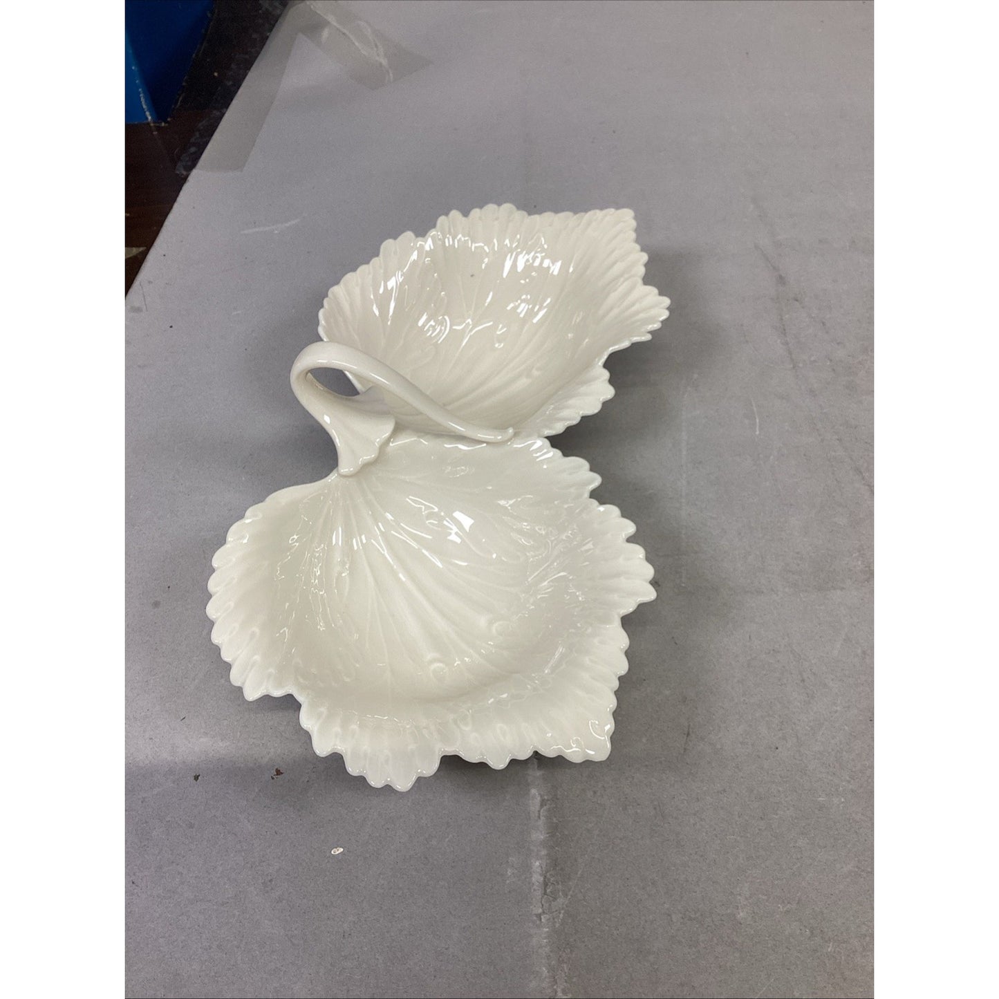 Vintage Lenox Double Leaf & Ivory China Oval Shaped Serving Candy/Nut Dishes