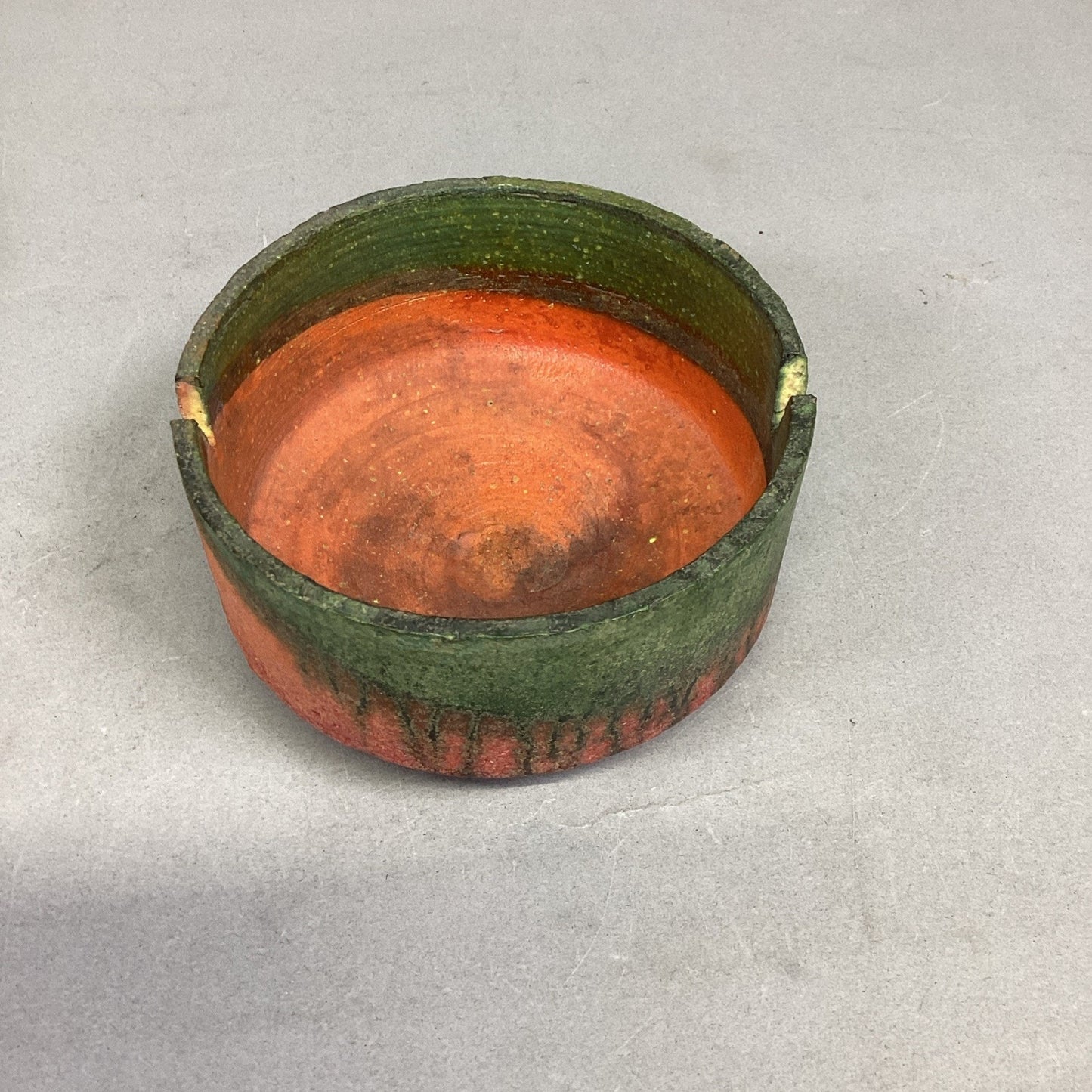 Set Of 2 Handmade Bowls (Glossy Blue & Orange/Green)