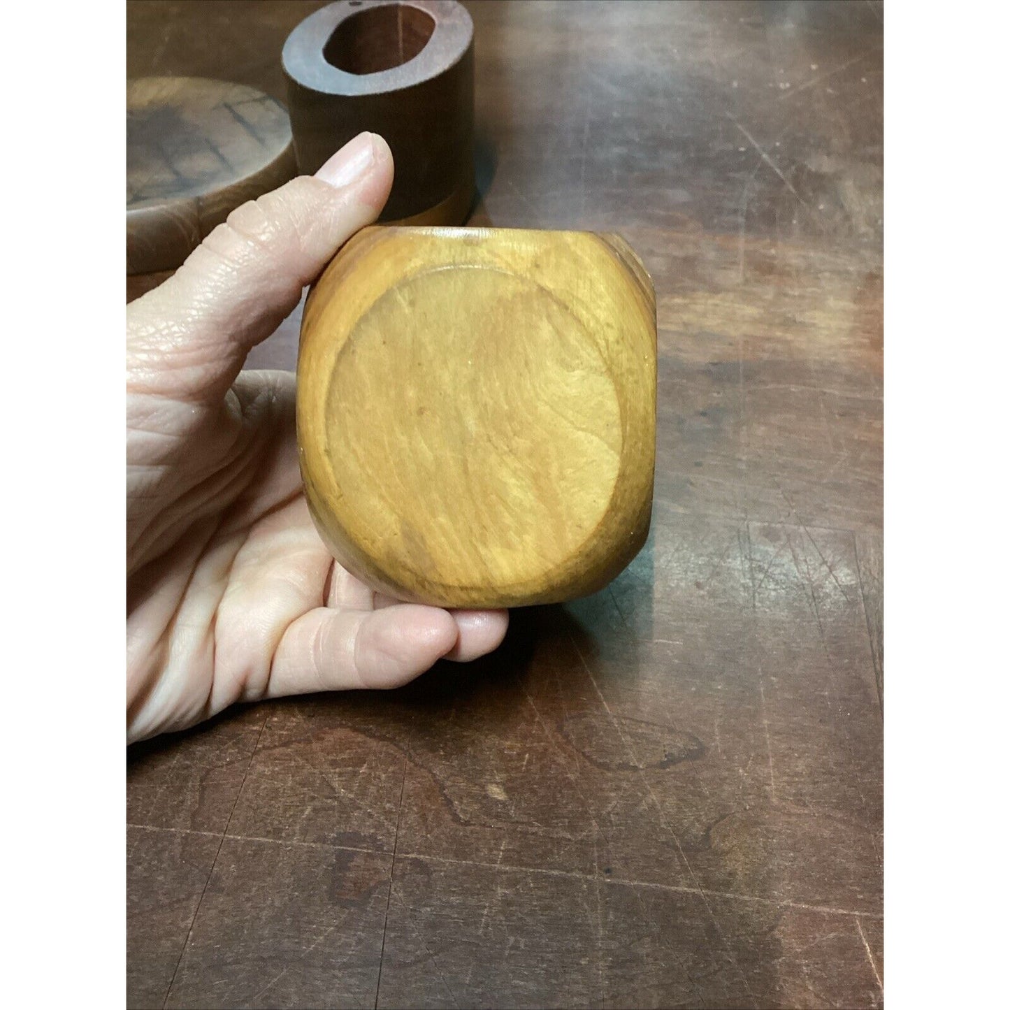 Vintage Teak Wooden Nut Cracker, Salt Cellar & Cheeseboard (no Knife)