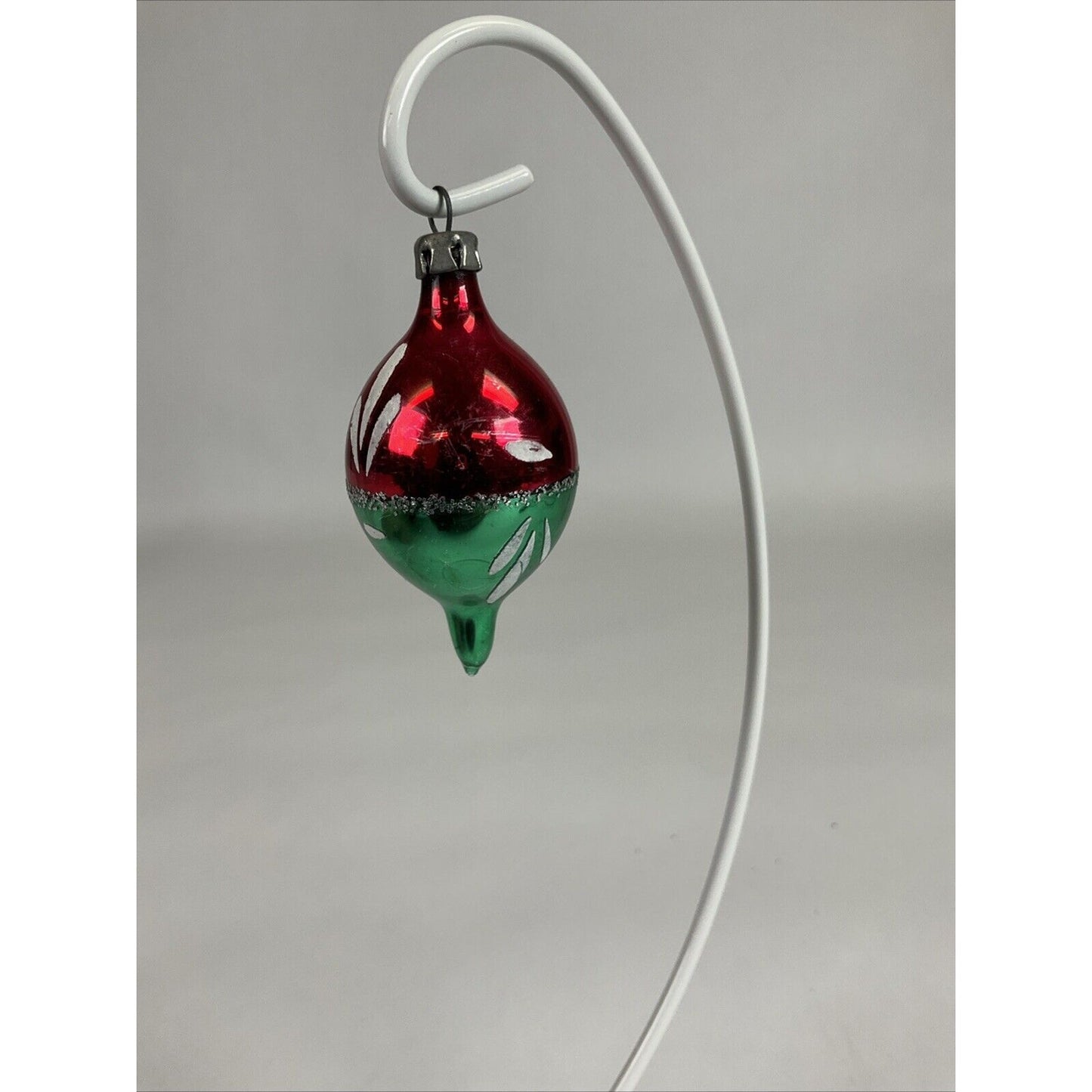 Vintage Red And Green Icicle Indented Hand Painted Christmas Ornament