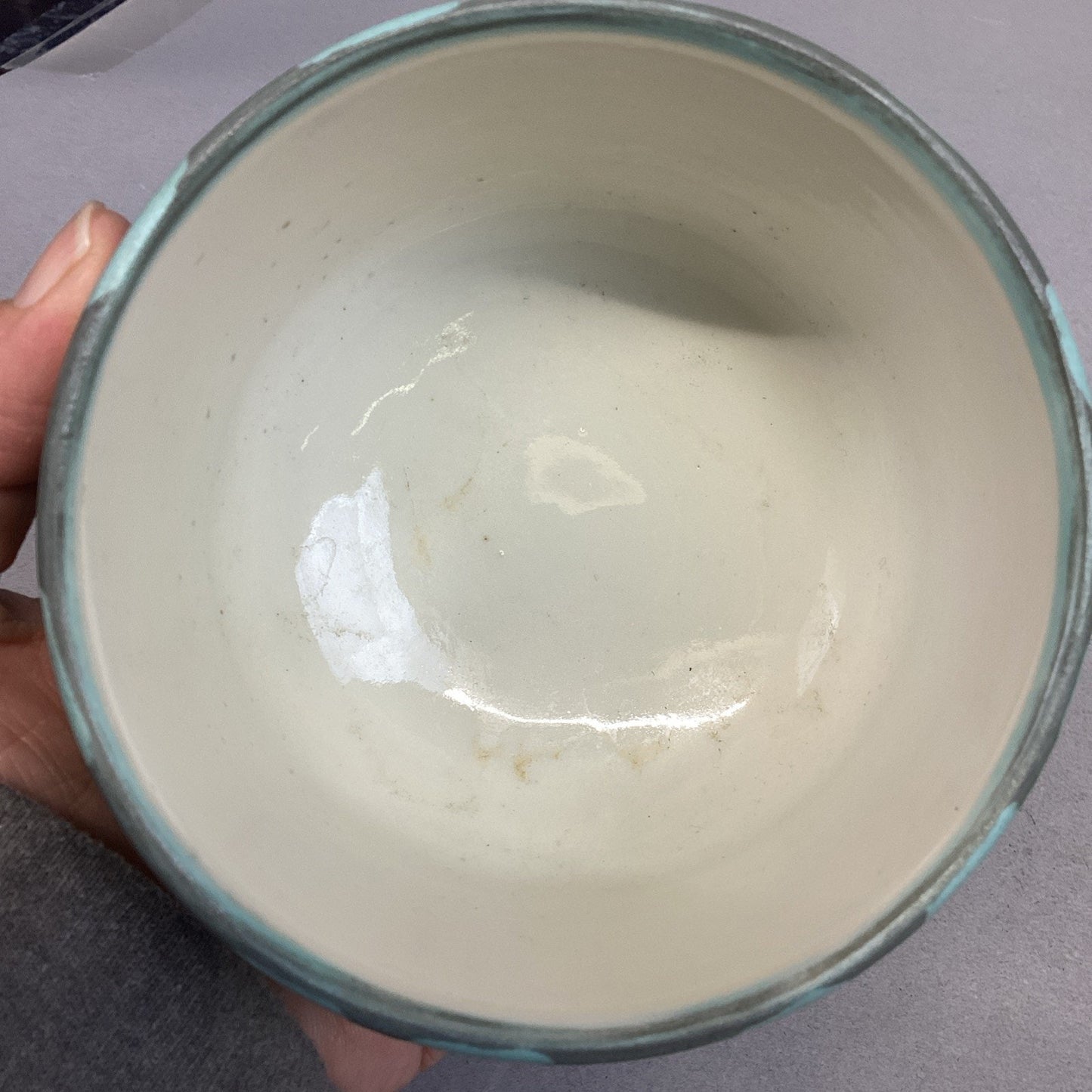 Signed Vintage Crowell Pottery Small Soup Bowl - 2.75x4”