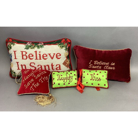 Lot Of 5 Christmas Santa Claus Decorative Pillows