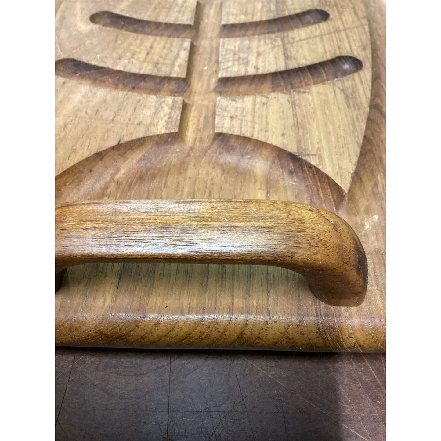 Goodwood Genuine Teak Fish Meat Footed Cutting Board With Handles - 19x13”