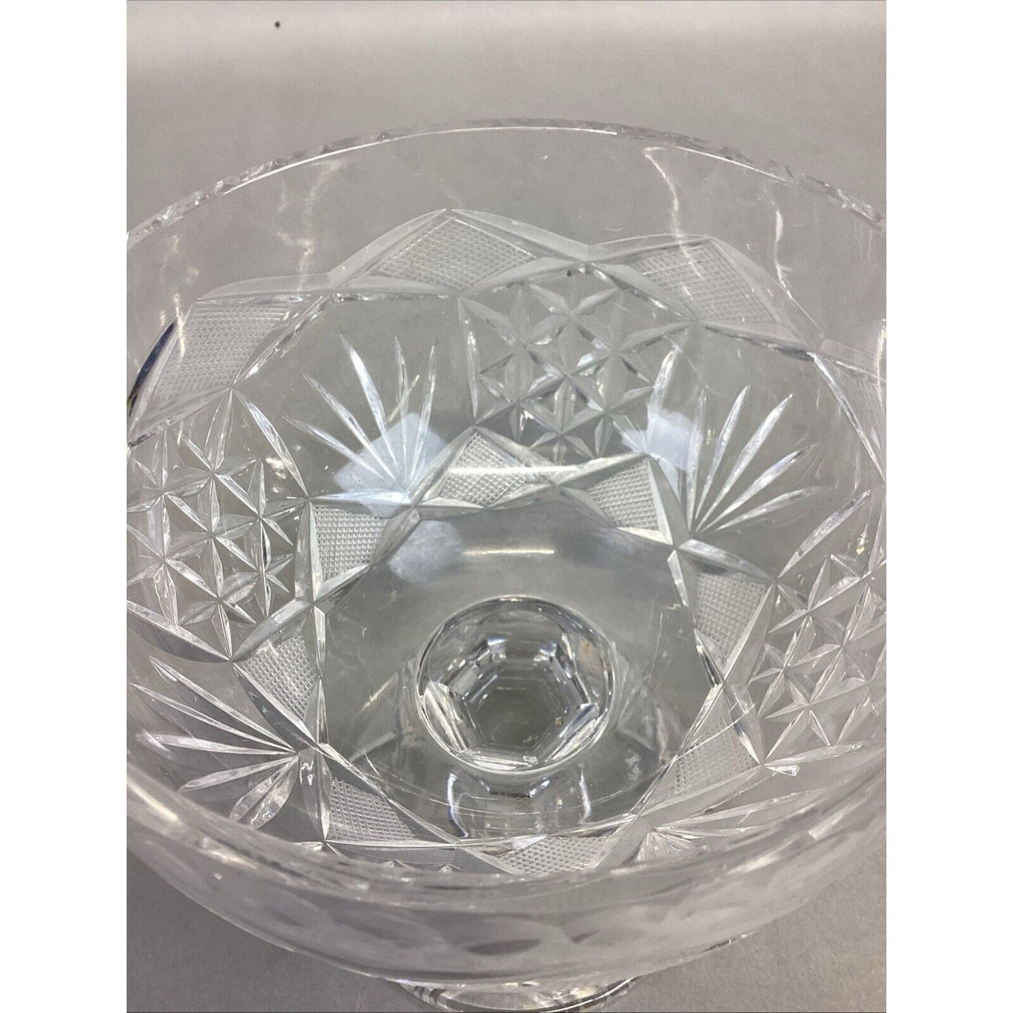 Vintage Decorative Cut Glass Pedestal Dome Lid Candy Nut Dish - 12”H