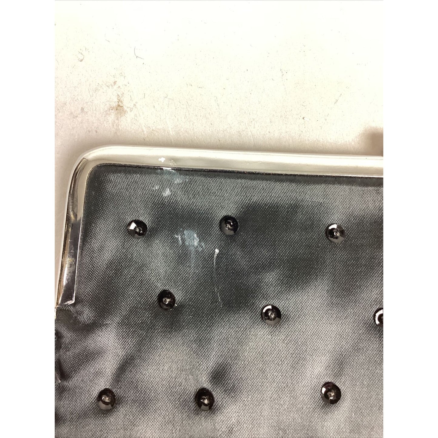 Vintage Black Beaded Fold Over Clutch Satin Beaded Side - 8”Lx4.25”H