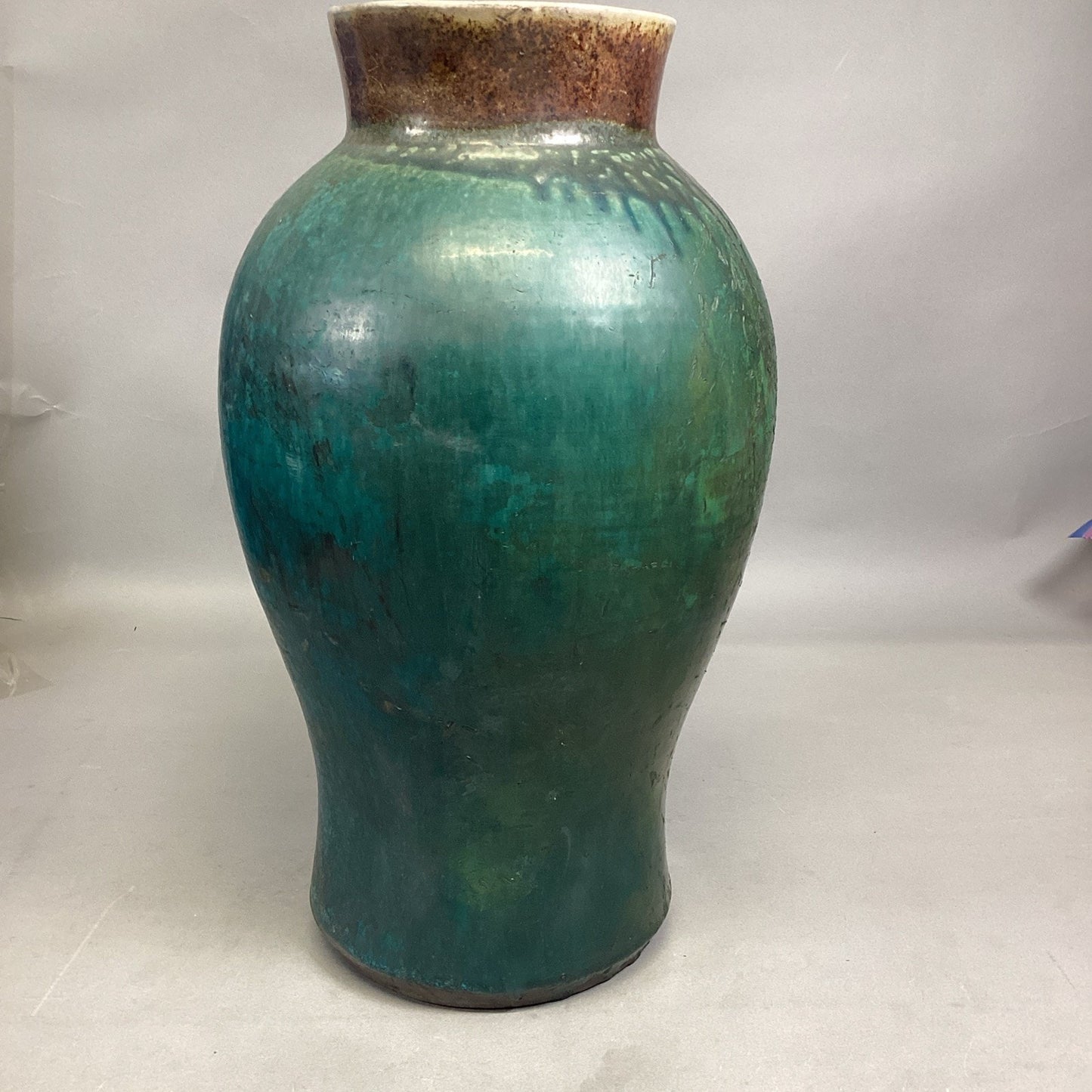 Handmade Turquoise Teal Large Vase - 17.5”H
