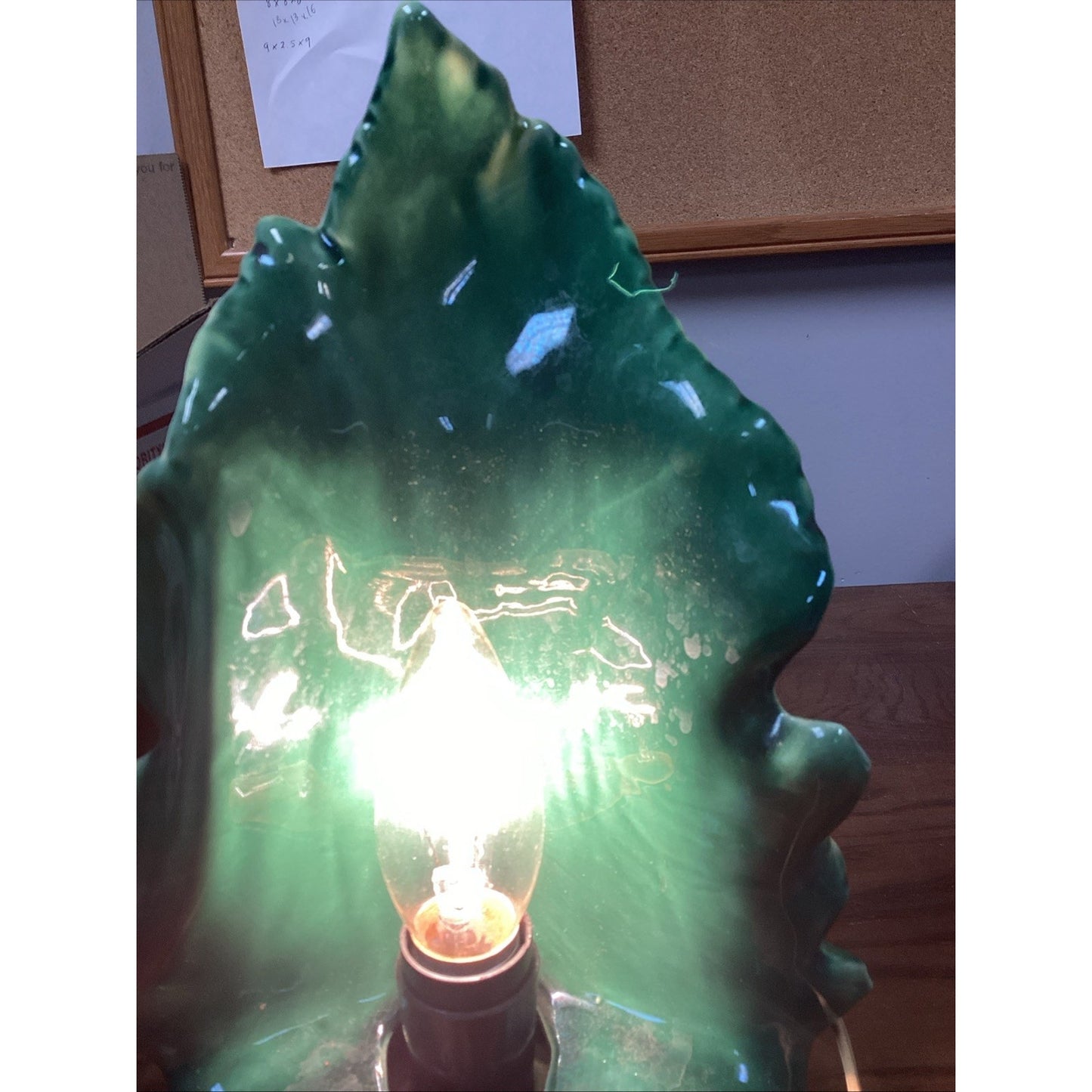Phil-Mar MCM Green Glaze Ceramic Leaf Tropical TV Lamp - Tested & Works - Rare