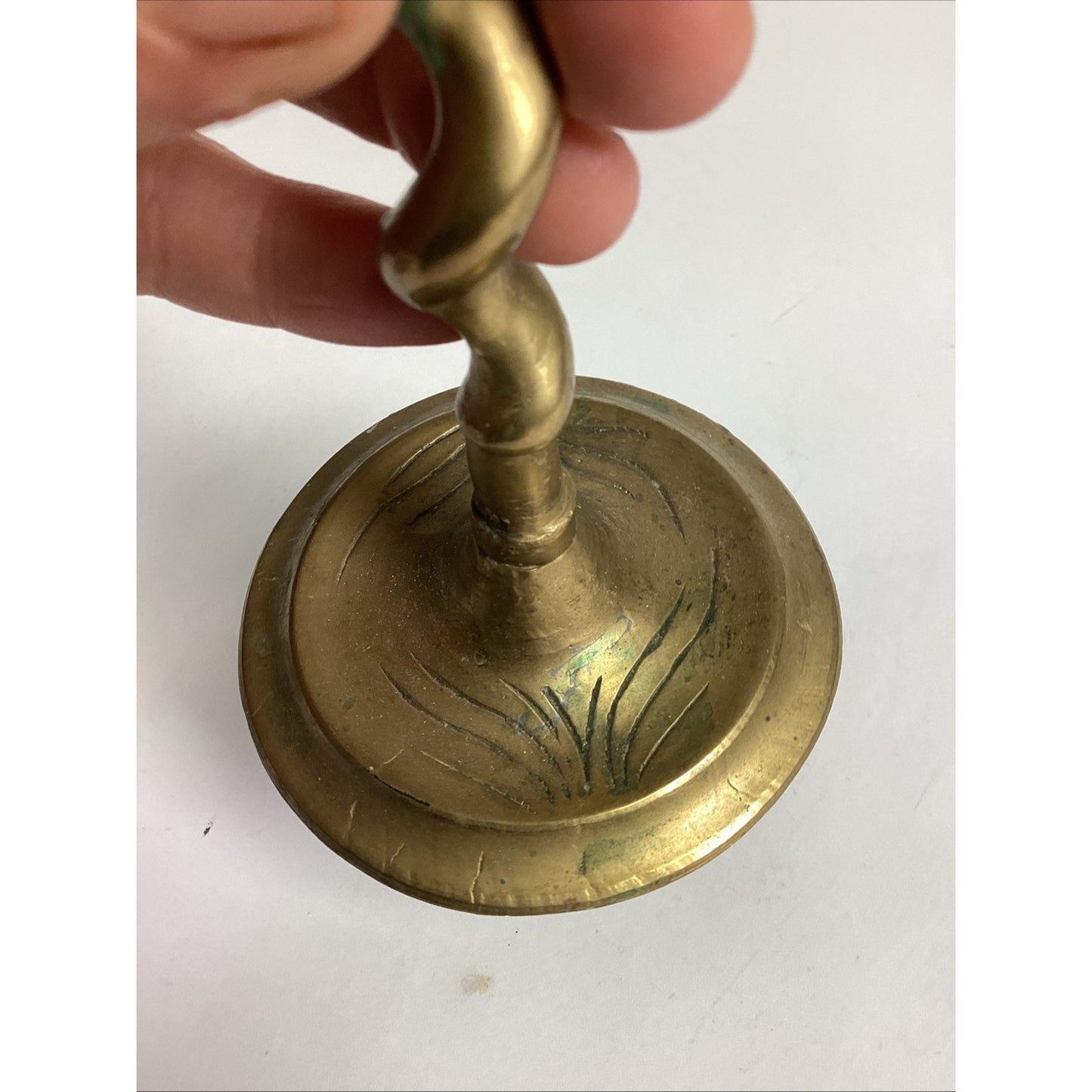 Set Of 2 Brass Spiral Twist Taper Candle Holders - 7”H