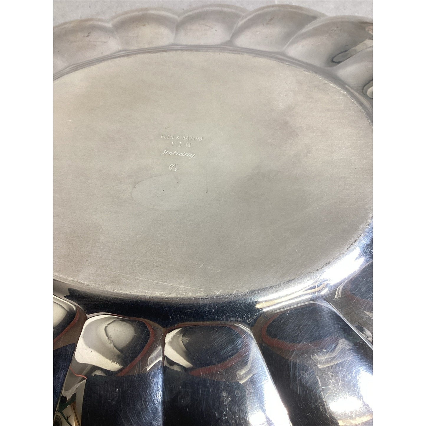 Reed & Barton #110 Holiday 15x11x2 Inch Scalloped Silver Plated Dish