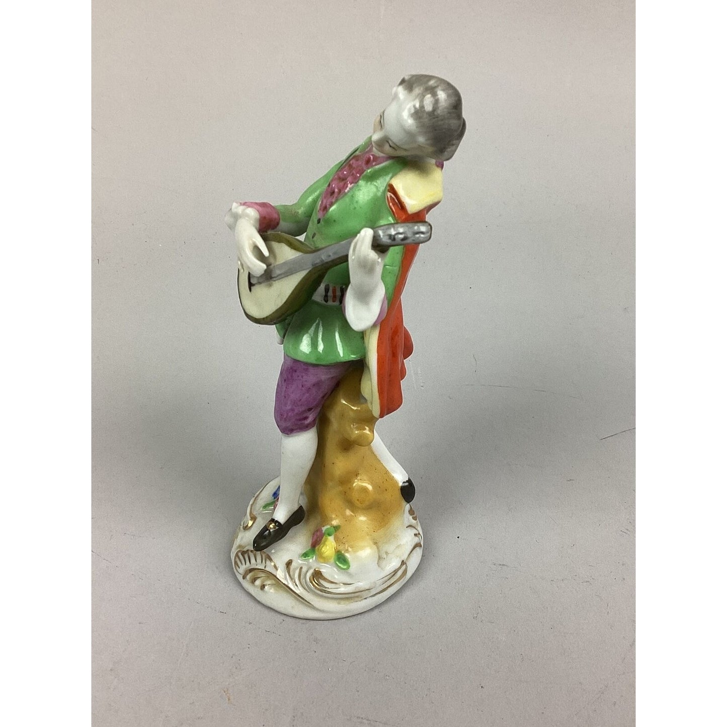 Antique Victorian Man Playing Mandolin Figurine - 6.5”