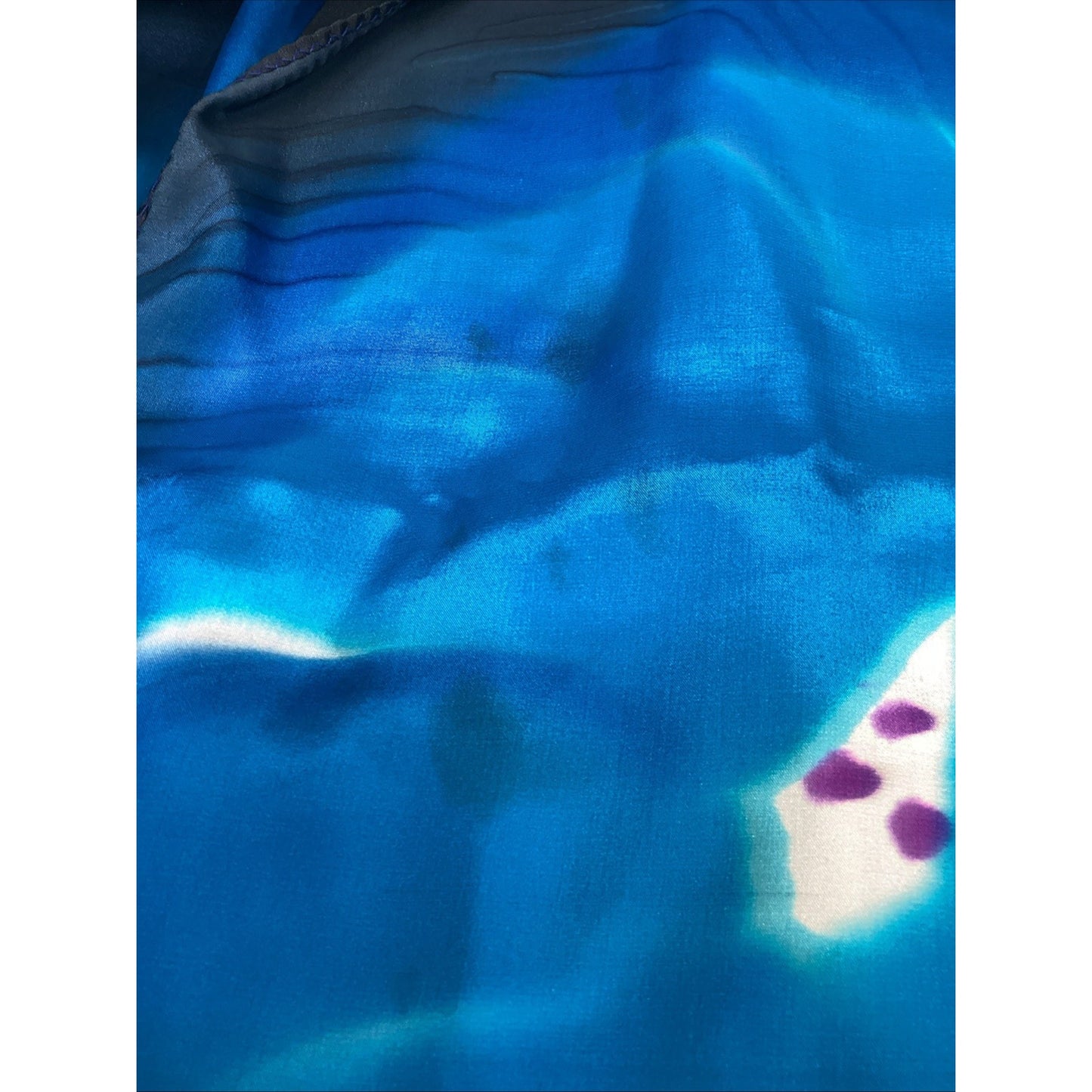 Blue Floral Silk Women’s Scarf Wrap Shawl - 45x43”