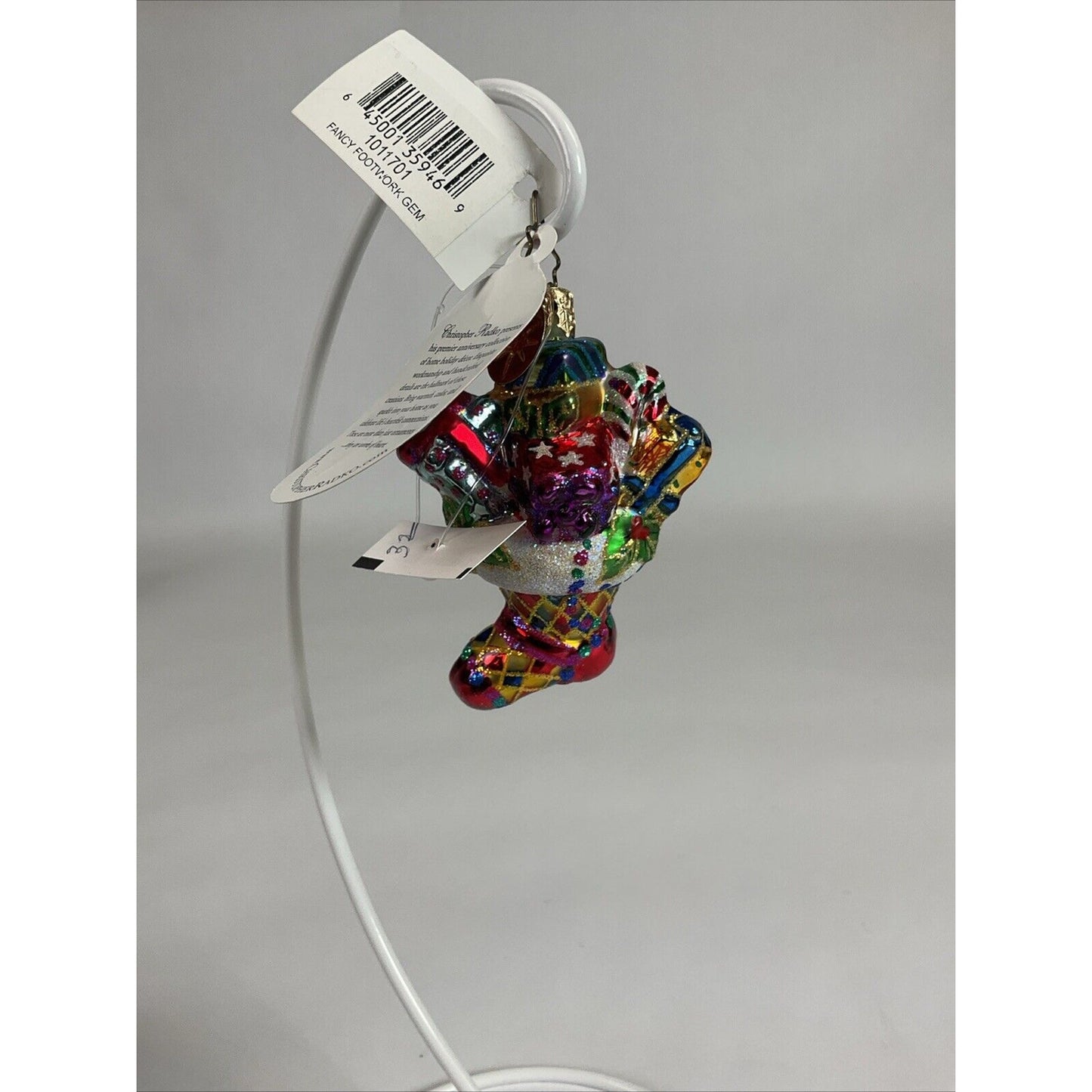 Christopher Radko Fancy Footwork Gem Stocking Stacked With Presents Ornament