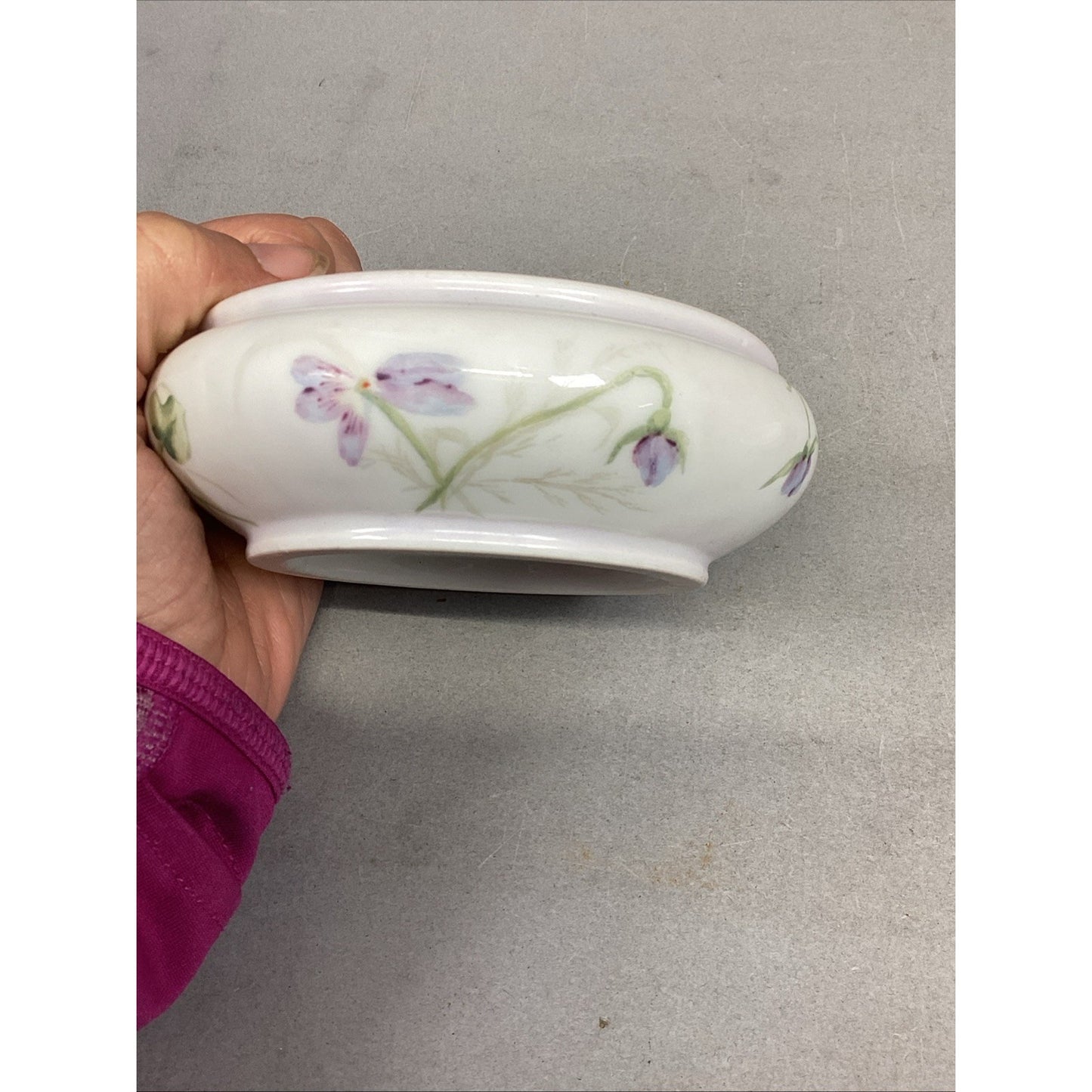 Limoges Elite Purple Flower Trinket Box - Made In France