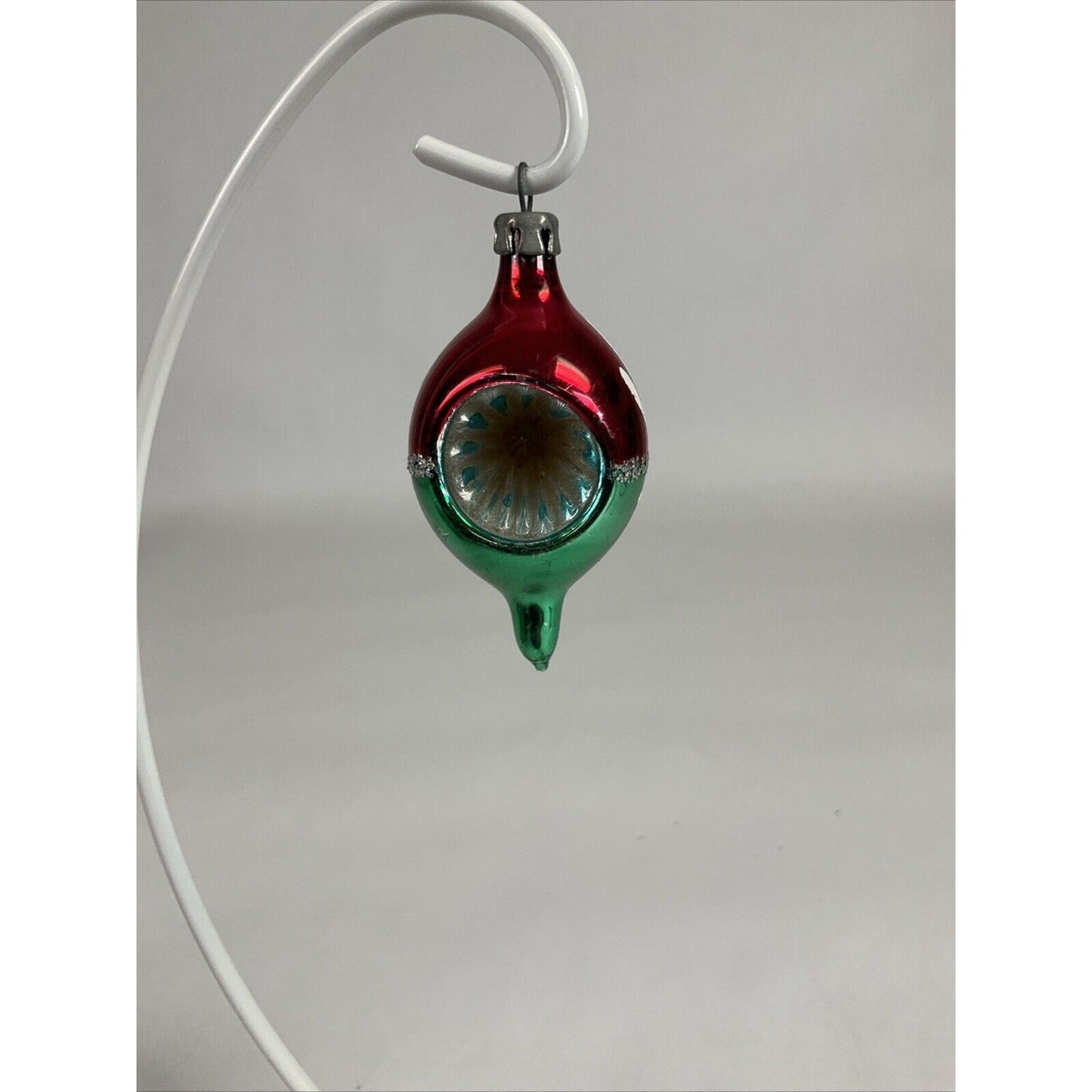 Vintage Red And Green Icicle Indented Hand Painted Christmas Ornament