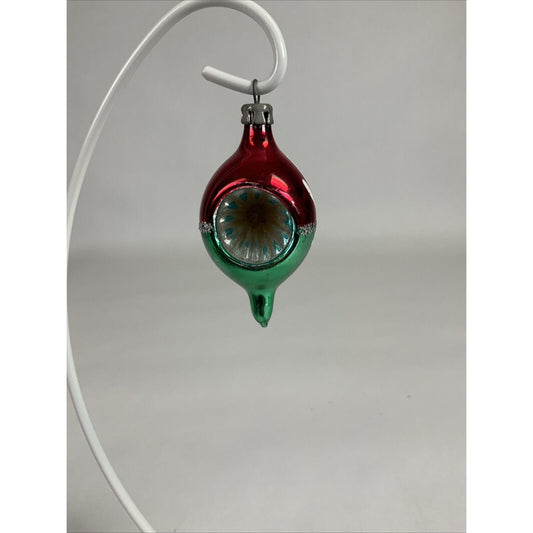 Vintage Red And Green Icicle Indented Hand Painted Christmas Ornament