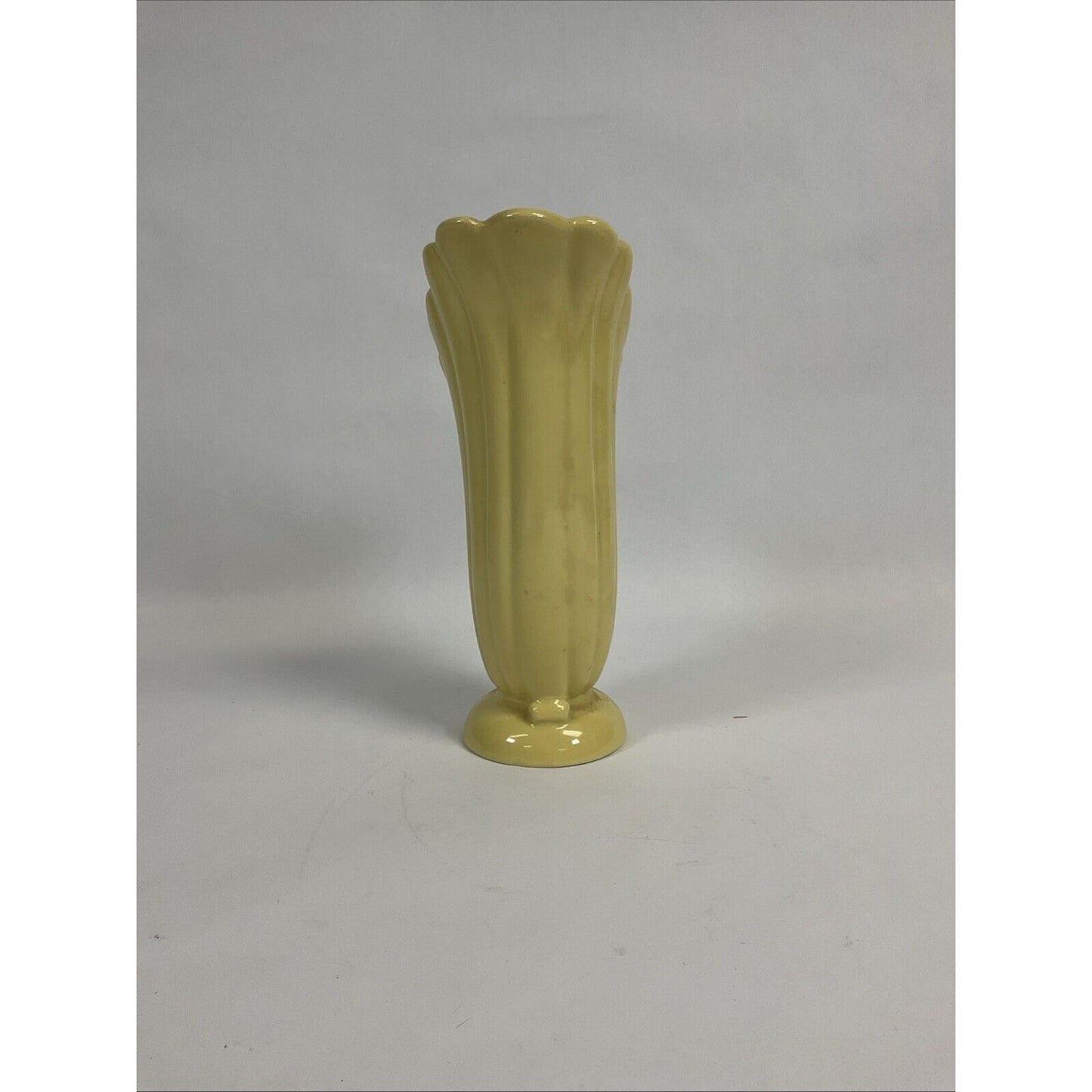 Vintage Art Deco Abingdon Pottery Tall Yellow Vase Made in USA 11”