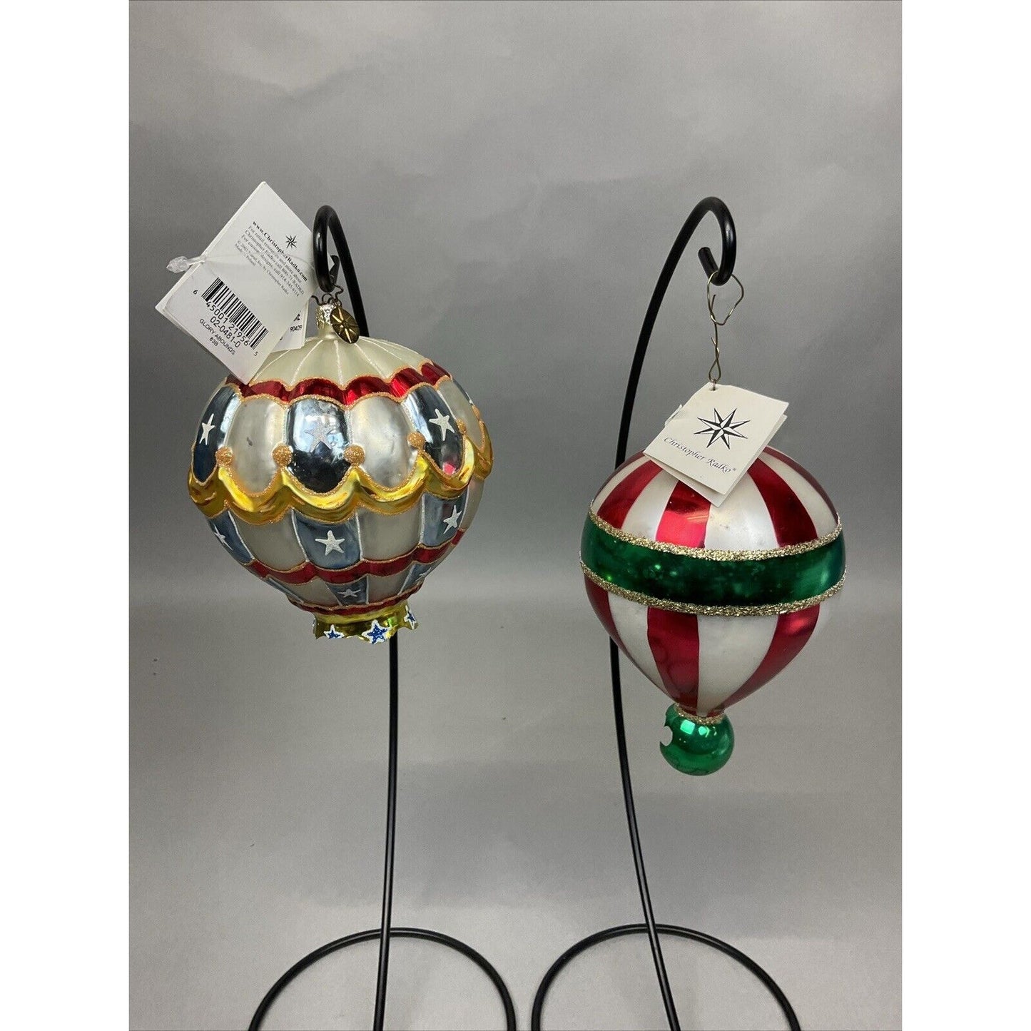 Radko Glory Abounds + Candy Striped Balloon Christmas Ornament / Damaged