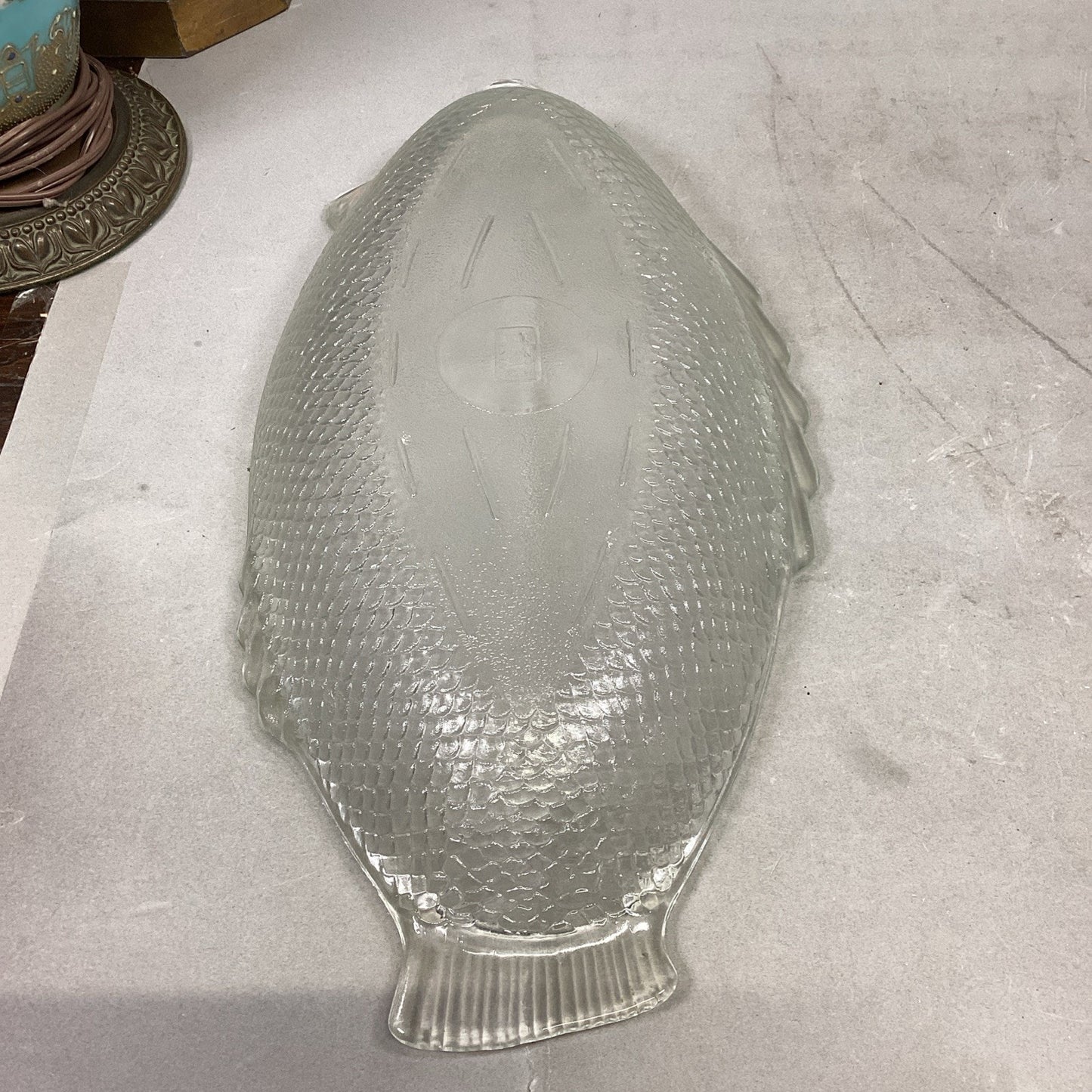 GLASSBAKE 18" Clear Glass Fish Shaped Baking Dish Platter Vintage # J141