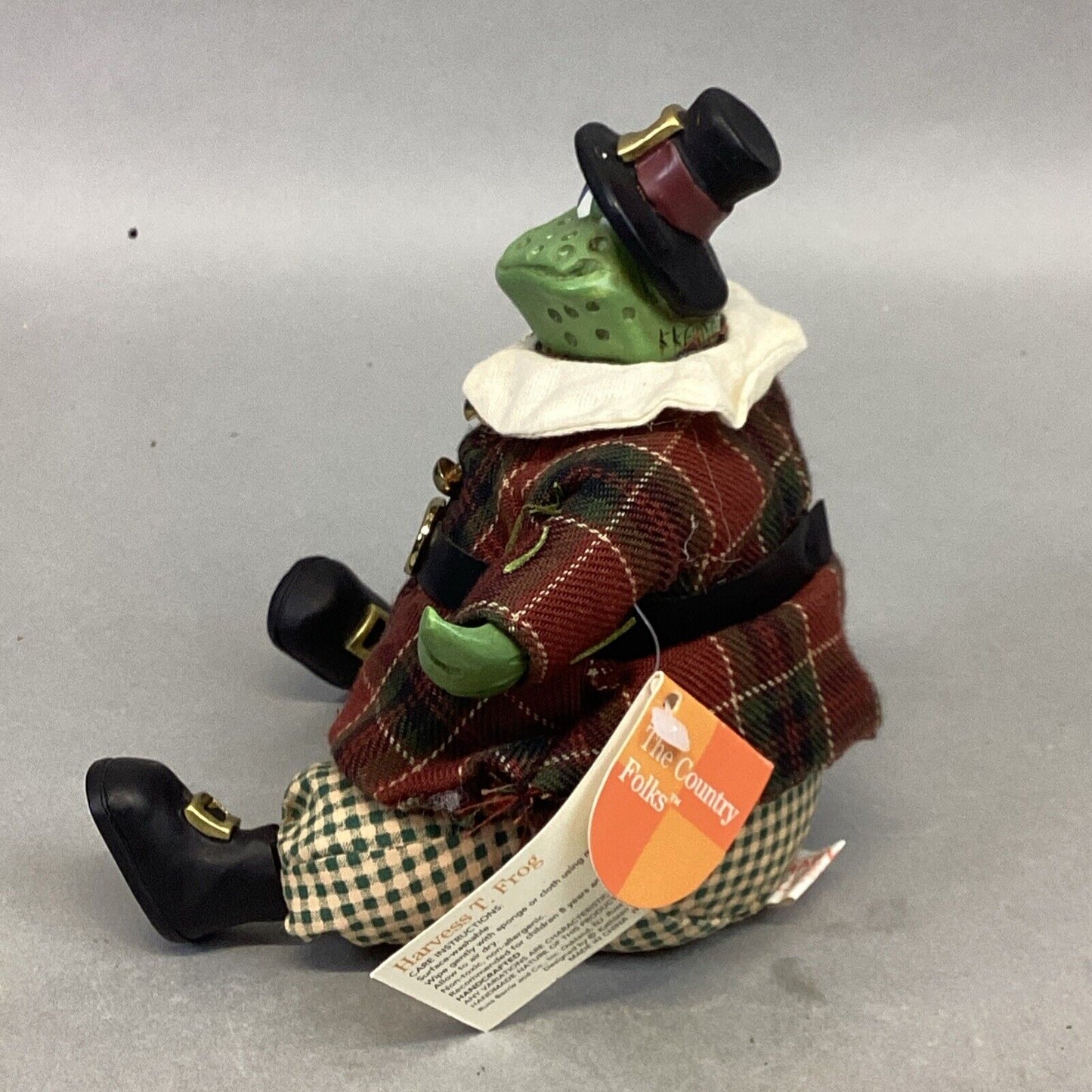 Vintage Russ Berrie #13013 Pilgrim Harvess T. Frog Toad Shelf Sitter - 6” Signed