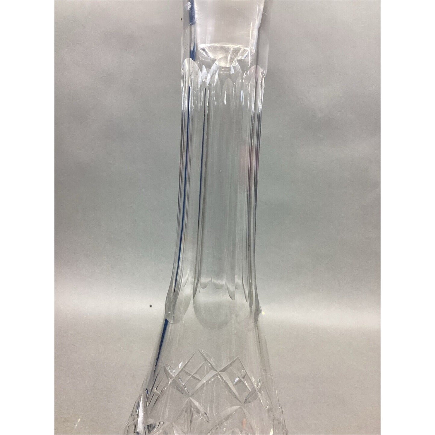 Decorative Cut Glass Decanter With Matching Stopper - 14.5”H