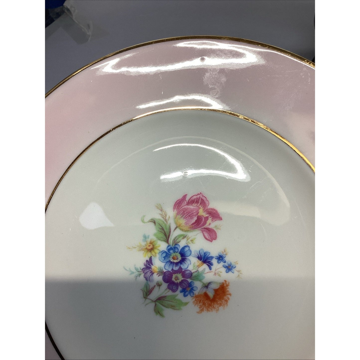 6 Vintage Aberdeen Floral 7” Salad Bread Dessert Plates with Gold Trim
